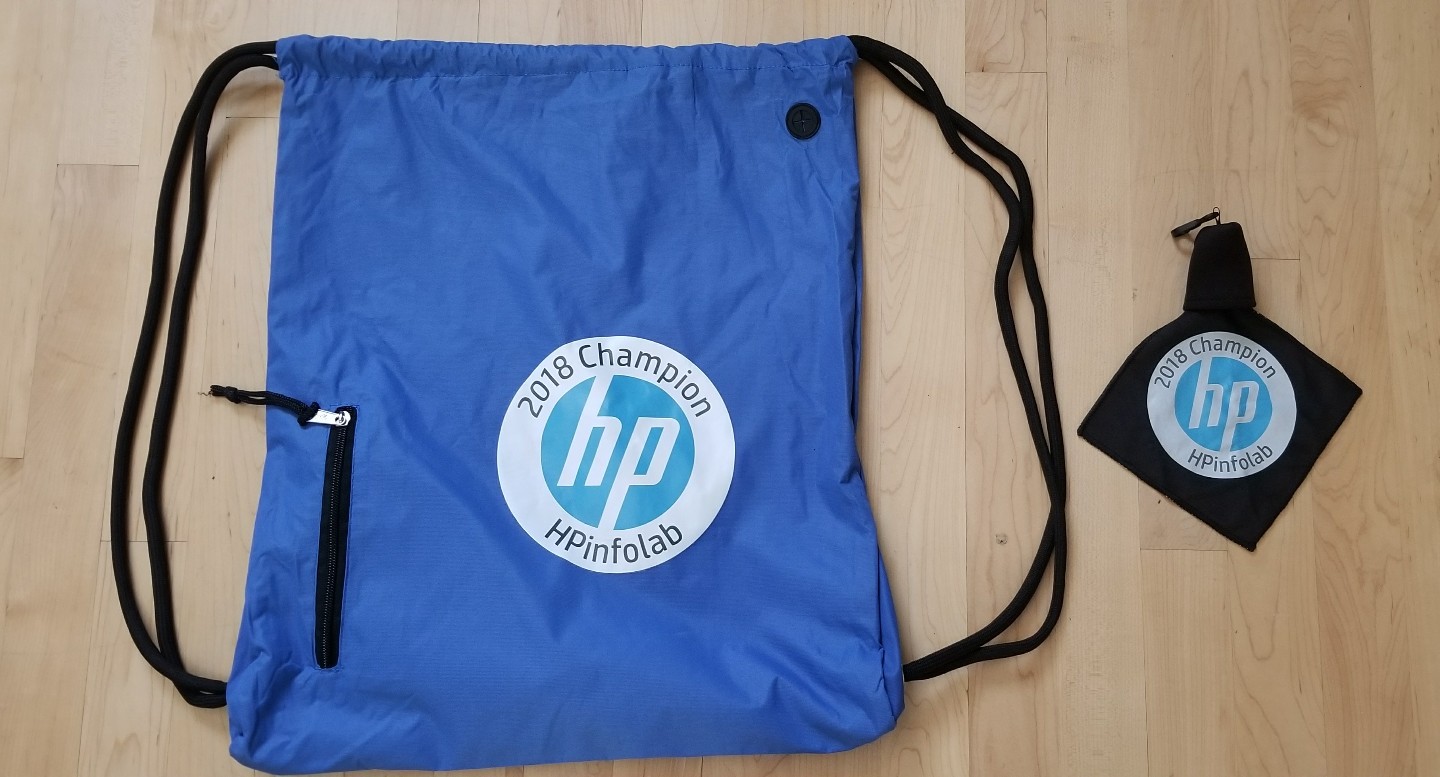 2018 Champion hp HPinfolab drawstring backpack and Microfiber screen cleaning