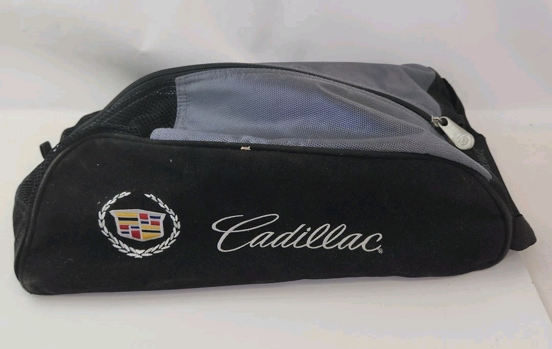 Cadillac Embroidered Logo Suede Luggage Zipper Shoe Travel Gym Golf Bag 16x10x6