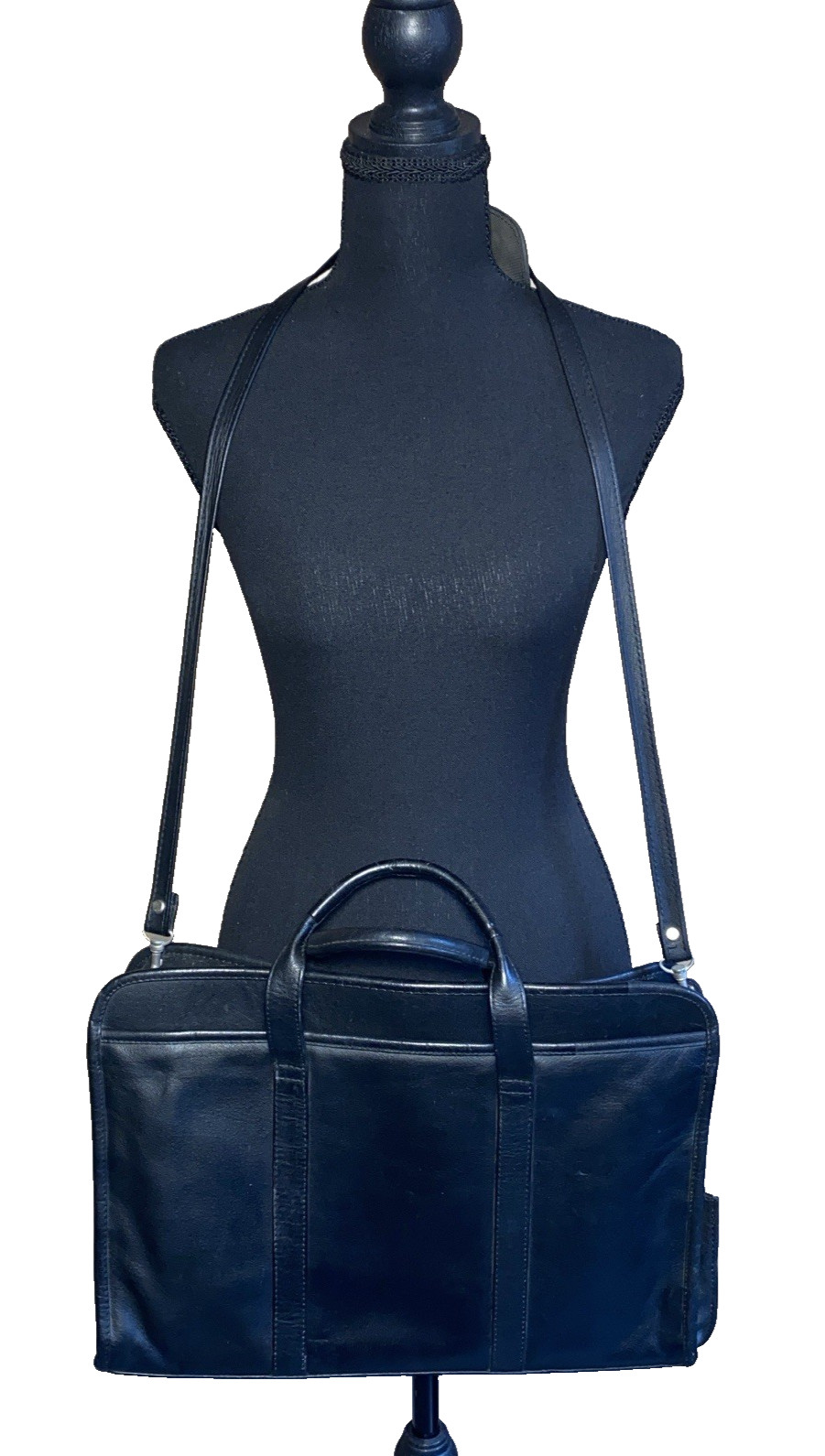 Vintage Wilson’s Black Leather Messenger Briefcase Satchel Bag Tote