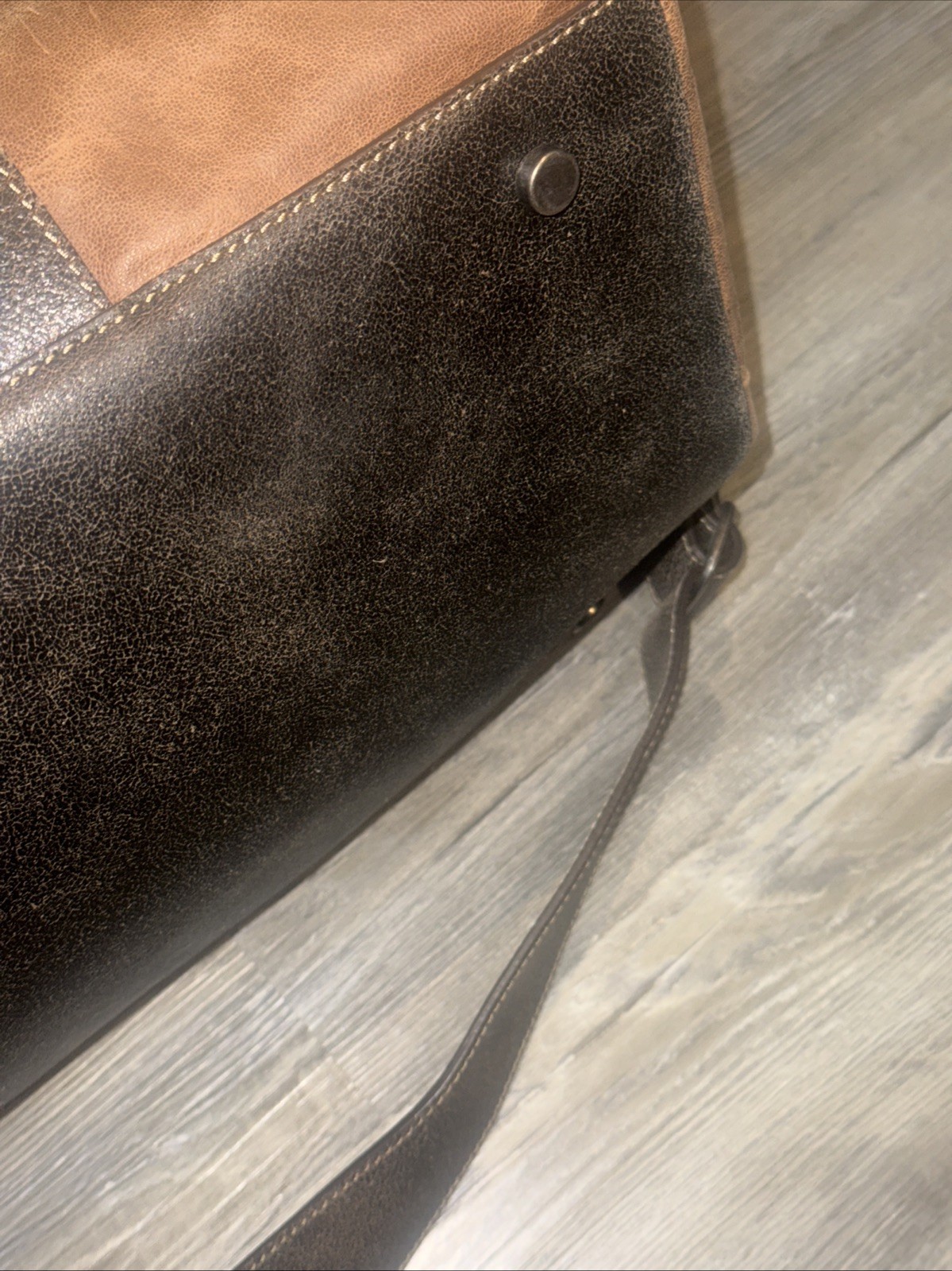 Johnston & Murphy Tan Leather Duffle Bag w/ Strap Large Rustic