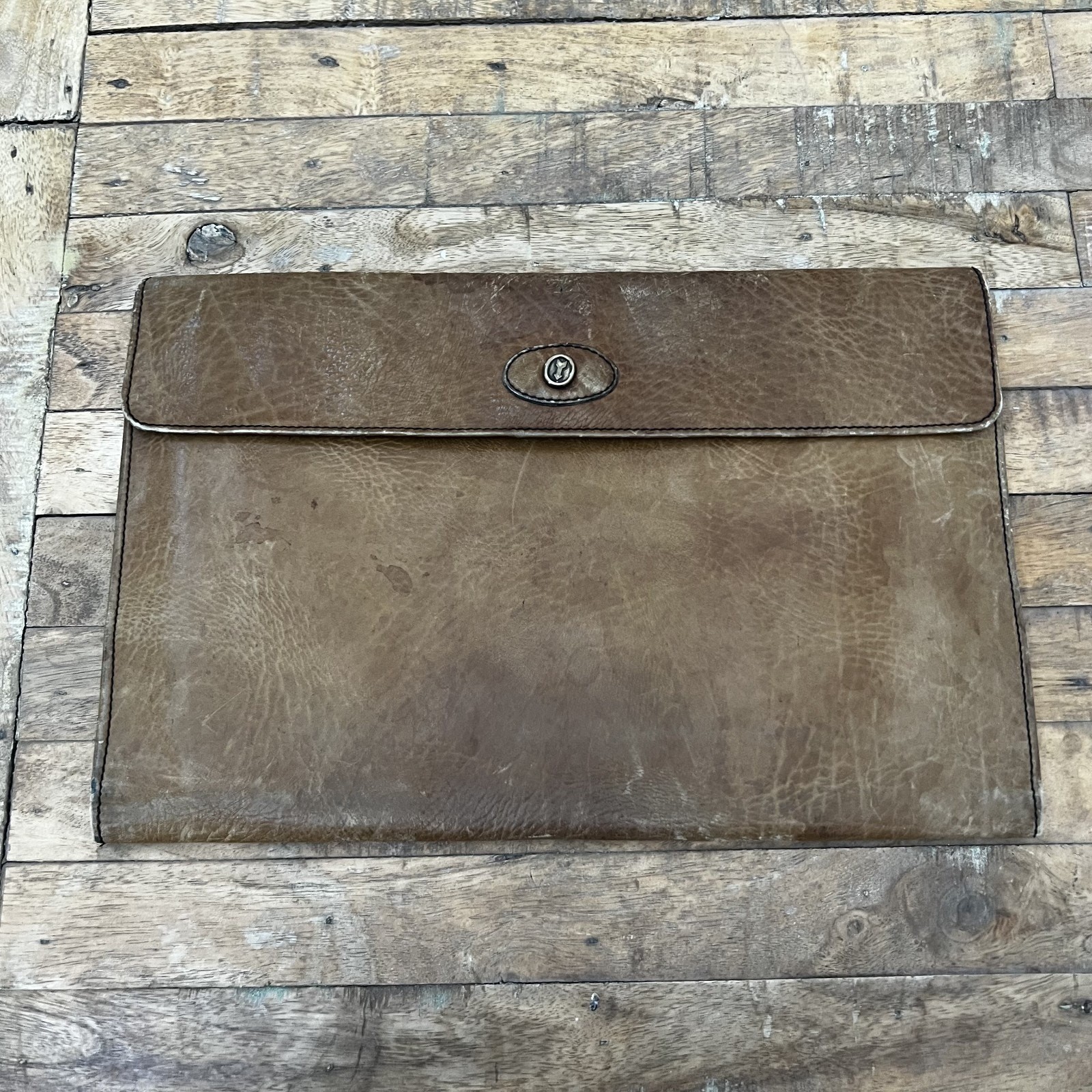 Caracciola Flat Brown Leather Briefcase 14.5″ Made in Germany