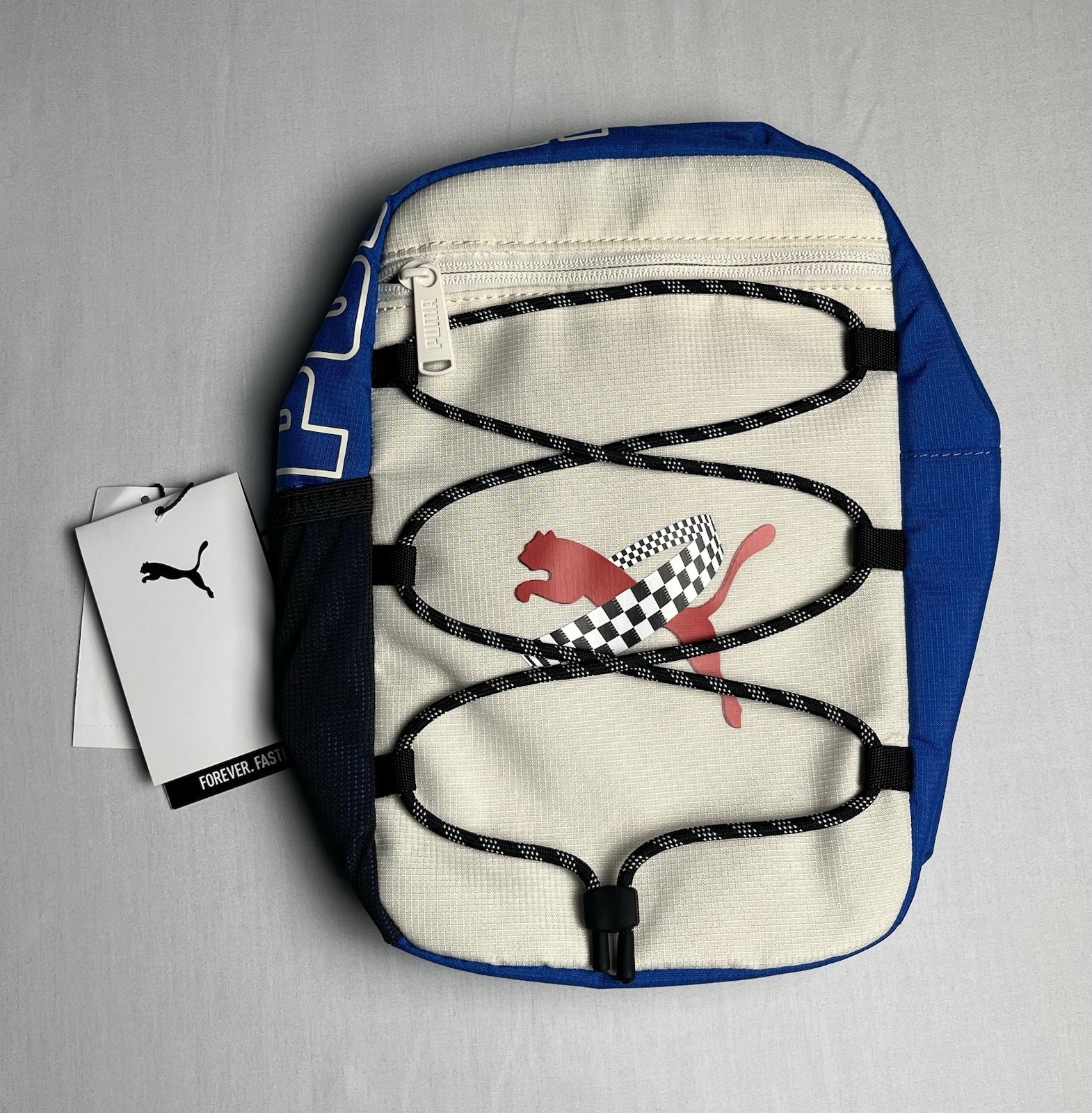 PUMA Sling Crossbody Bag Blue White Black Red Zip Adjustable Shoulder Strap
