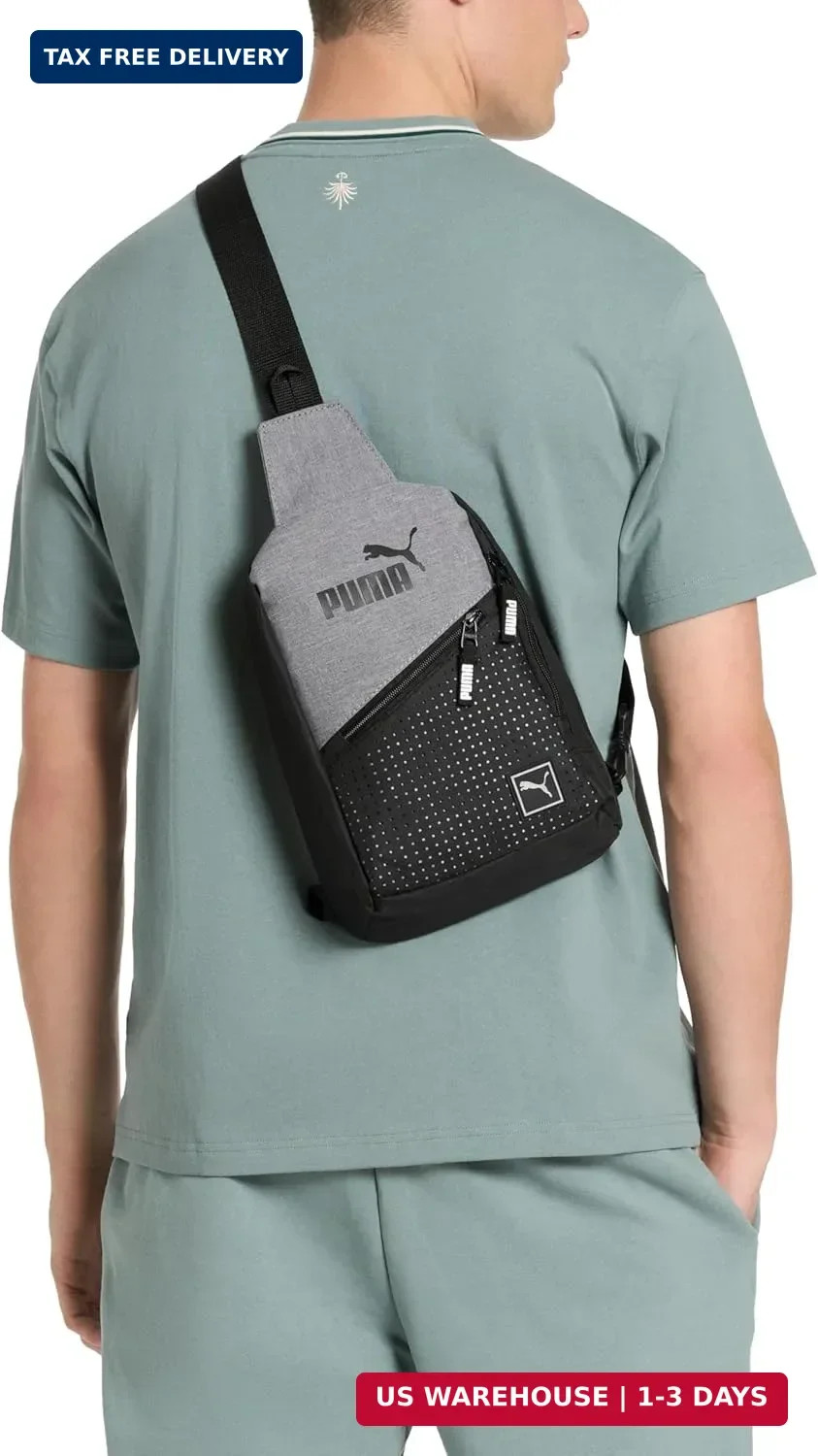 PUMA EVERCAT SIDEWALL SLING BACKPACK, One Size, Heather Grey