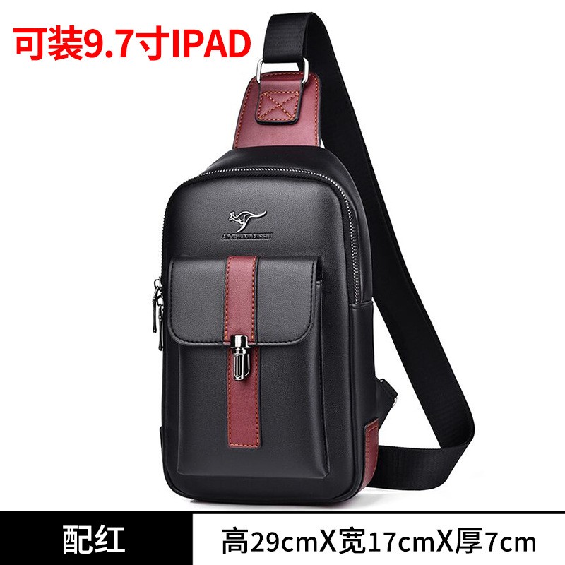 Vintage Two-Tone Men Crossbody Chest Bag Multi-Pocket Casual Travel Sling Bag