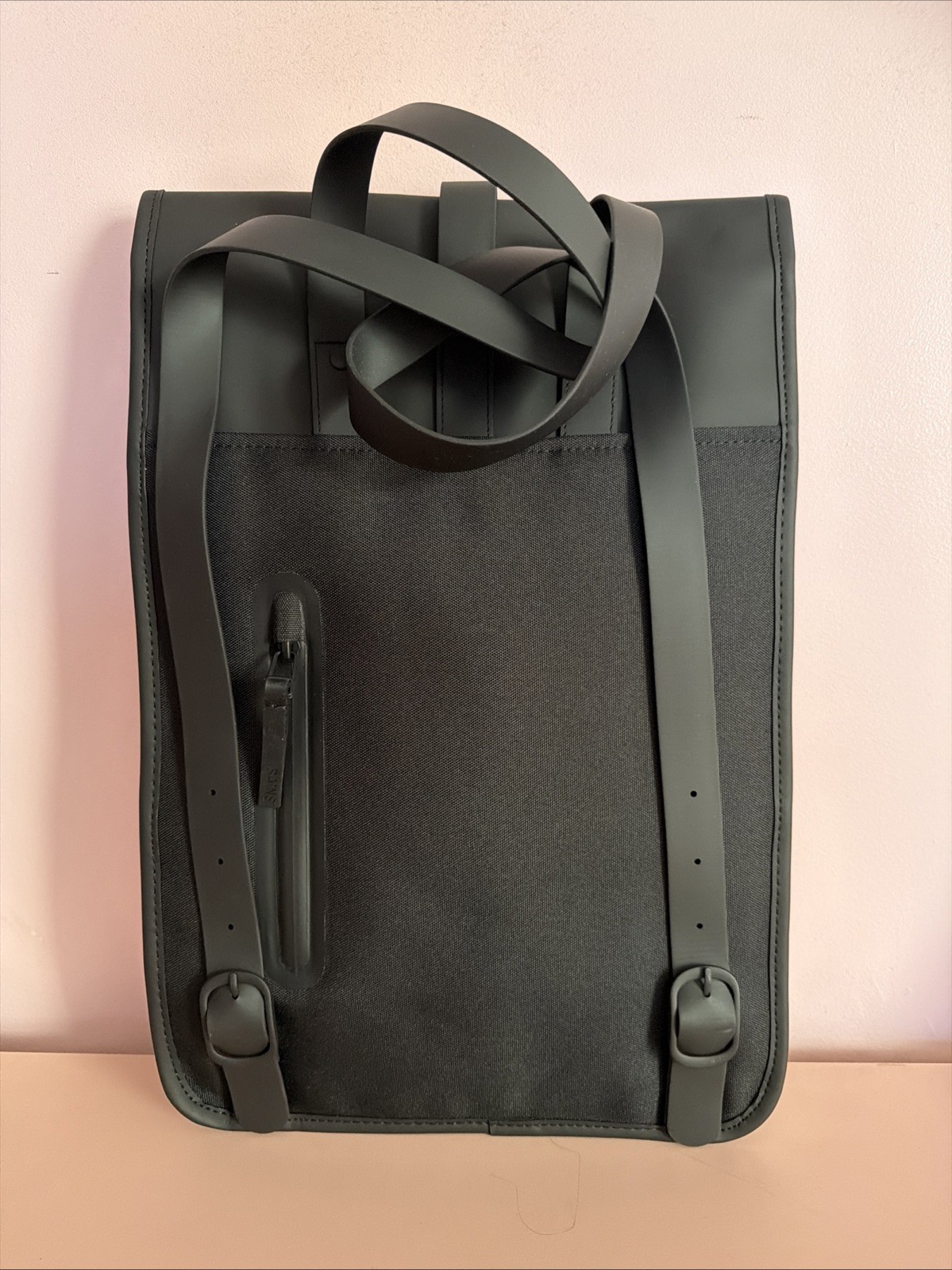 NEW RAINS Waterproof Backpack Black Matte Minimalist 15” Laptop Bag
