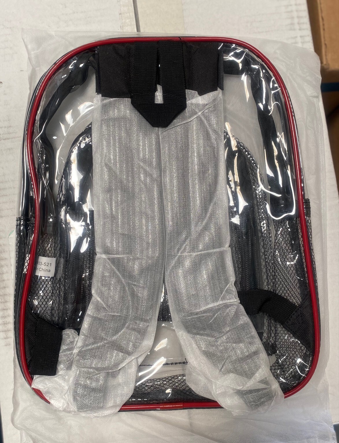 Standard Transparent / Clear Backpack in Black trim & strap