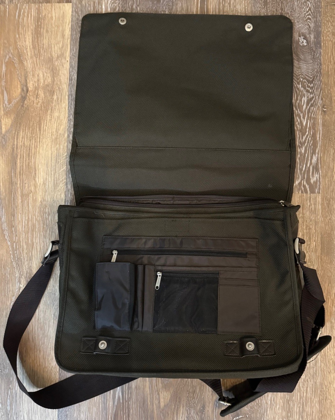 Khaki Green Thick Canvas Computer, Work Bag Strong Heavy Latch’s Lots Pockets