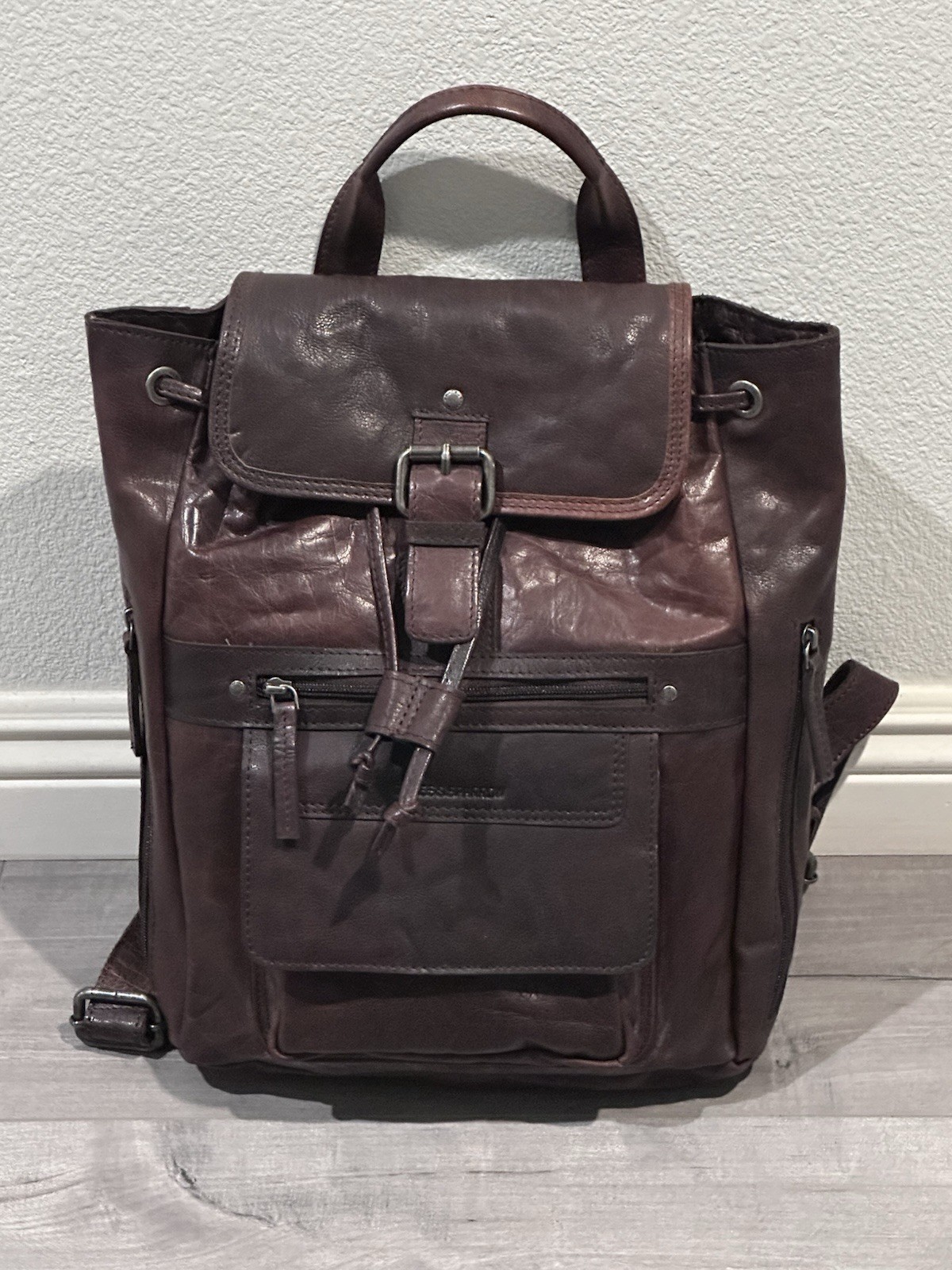 New Jack Georges Brown Leather Backpack 13”x14” Spikes & Sparrow