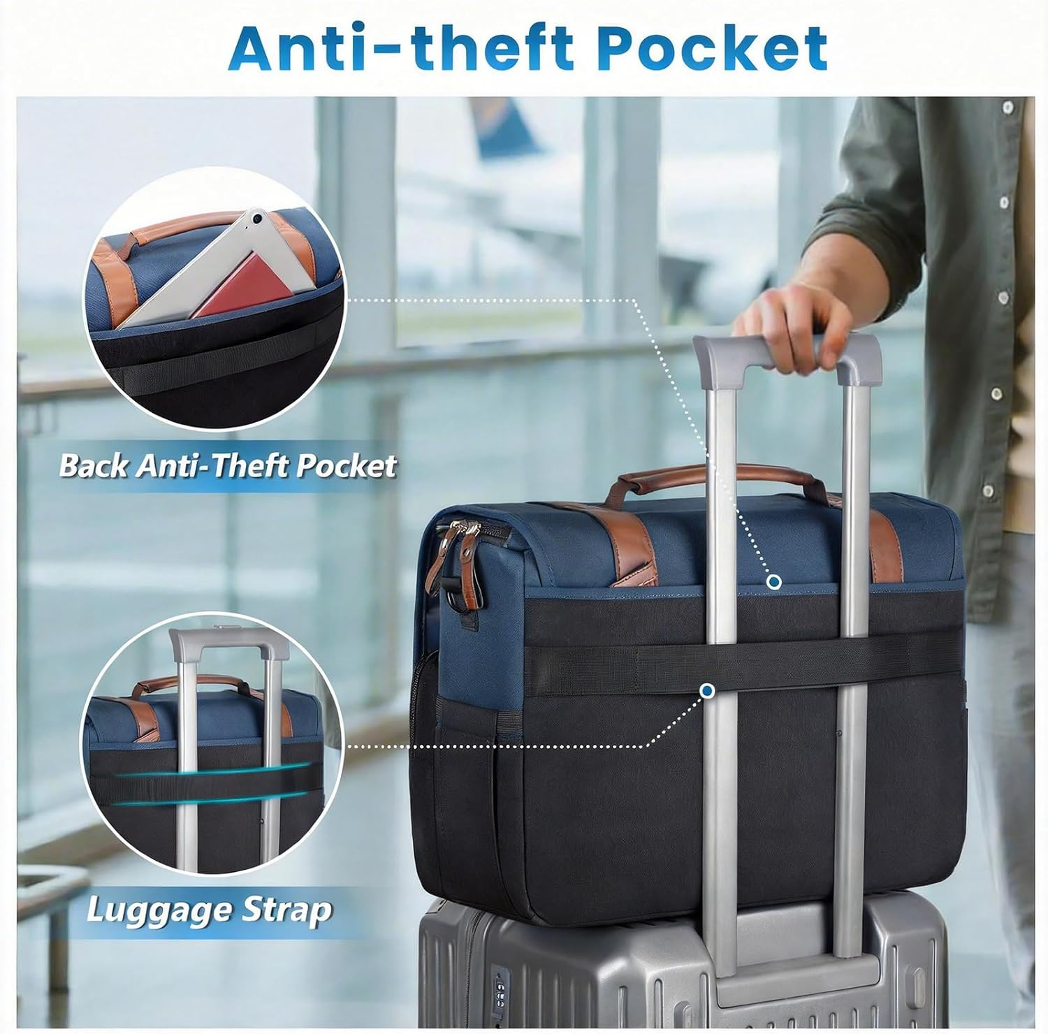 Professional Laptop Messenger Bag with USB Port, Water Resistant, 17.3