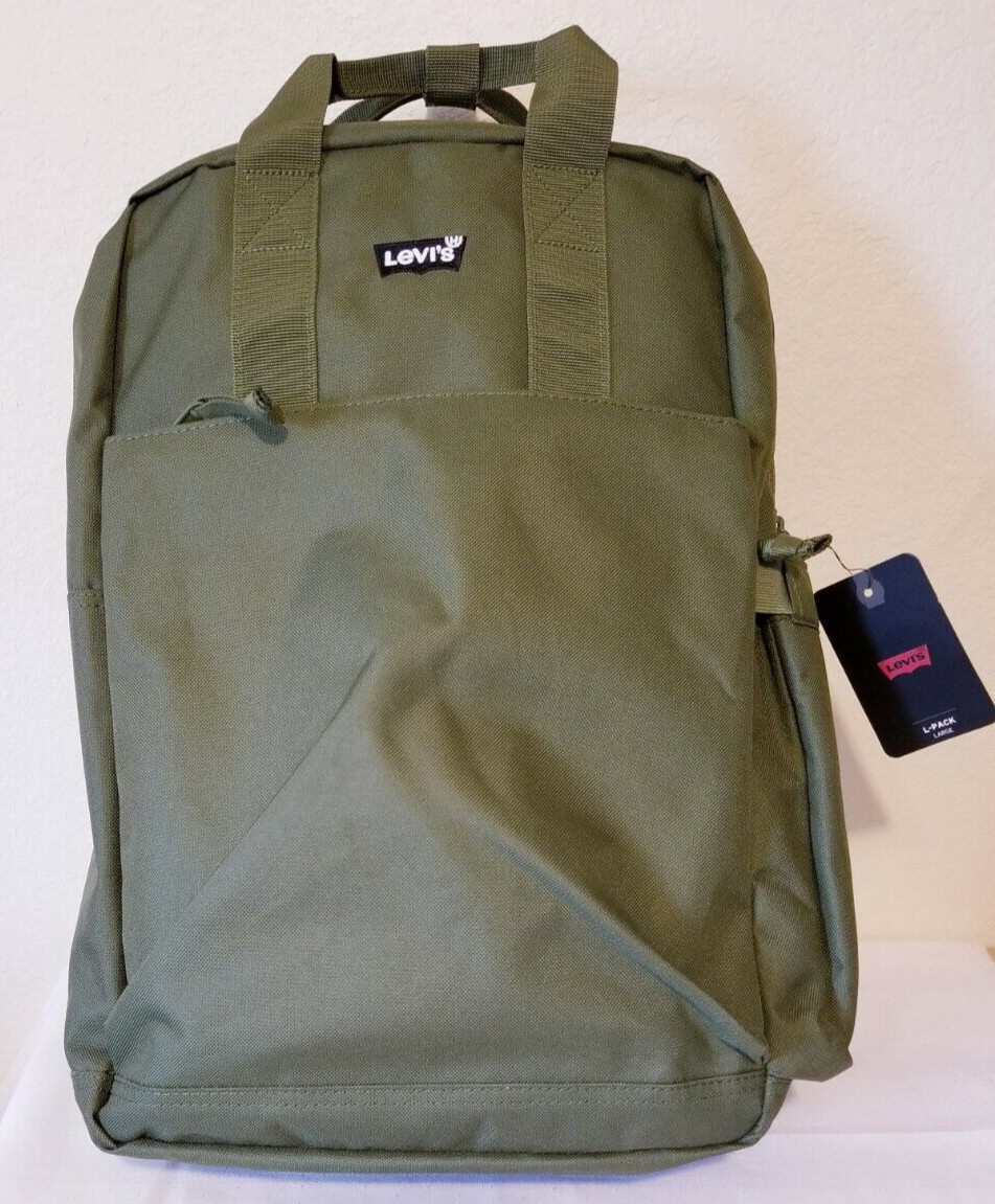 NWT LEVI’S Unisex BACKPACK L-PACK LARGE MILITARY GREEN POLYESTER 25 L Capacity
