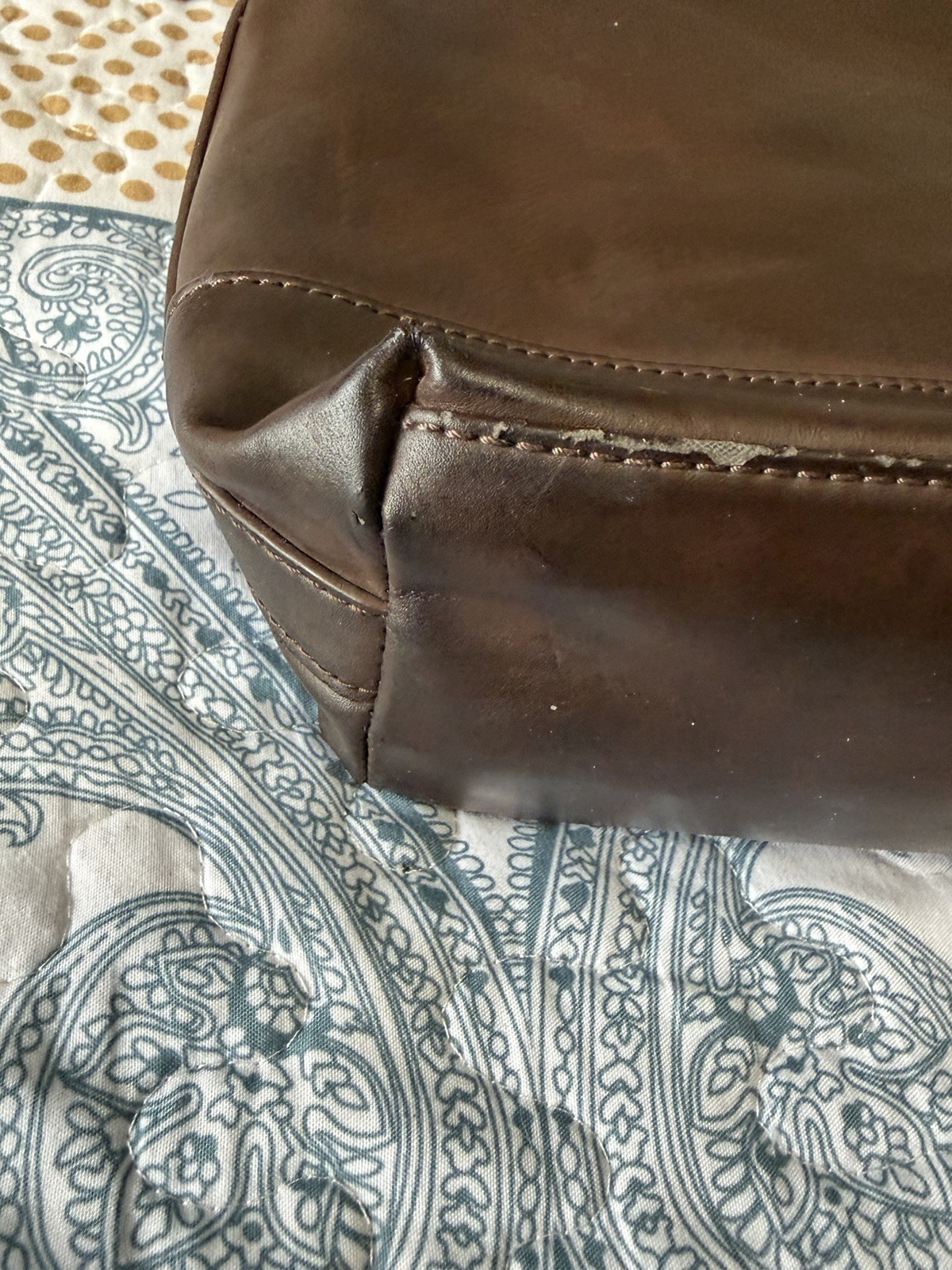 Calvin Klein Shoulder Bag Briefcase Messenger Bag Leather Brown Plain Men