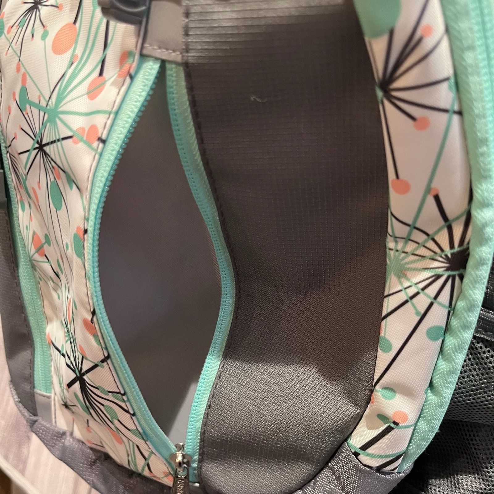 Eastsport Backpack Gray Teal Floral School Travel Laptop Book Bag Multi Pocket