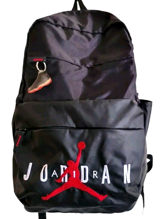 Air Jordan Backpack Camping Hiking Sports Logo Adjustable Black Large
