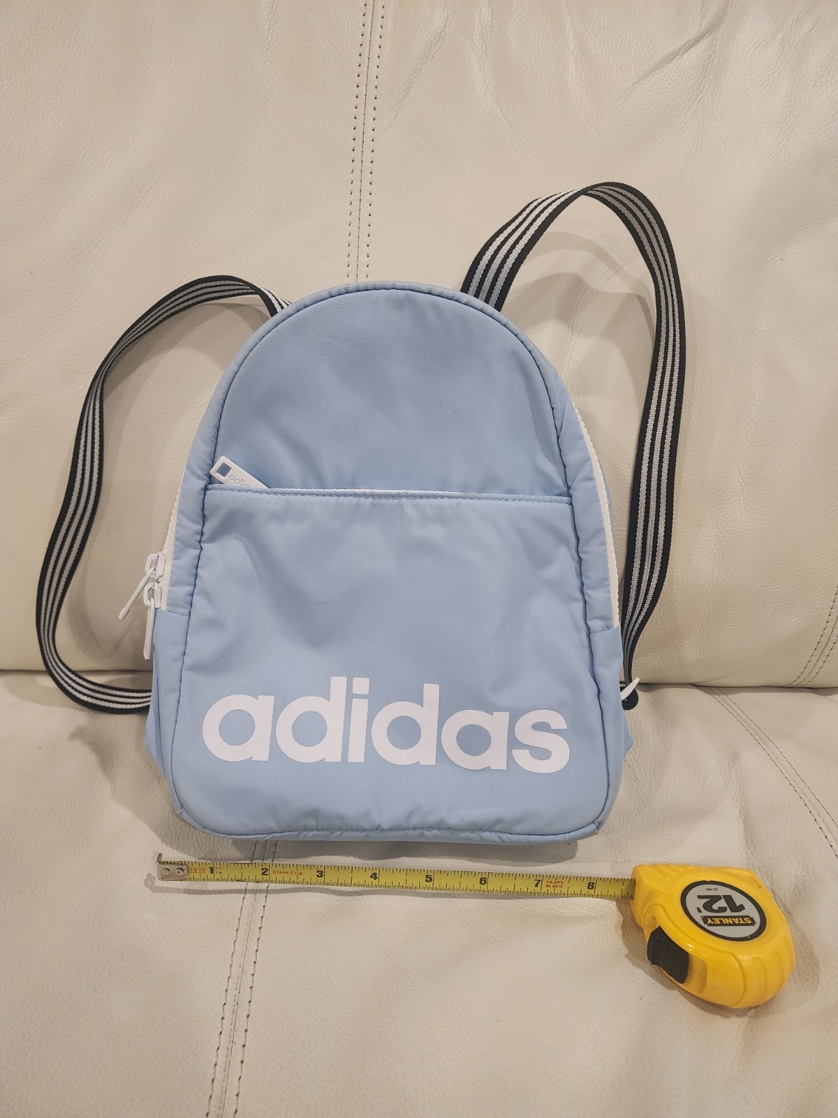 Adidas Sky Blue Backpack with Black Straps 10/8 Inches Excellent Condition