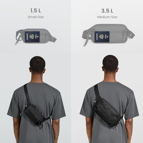 Sling Bag with RFID Blocking, Crossbody Bag Minimalist Chest 1.5L Black