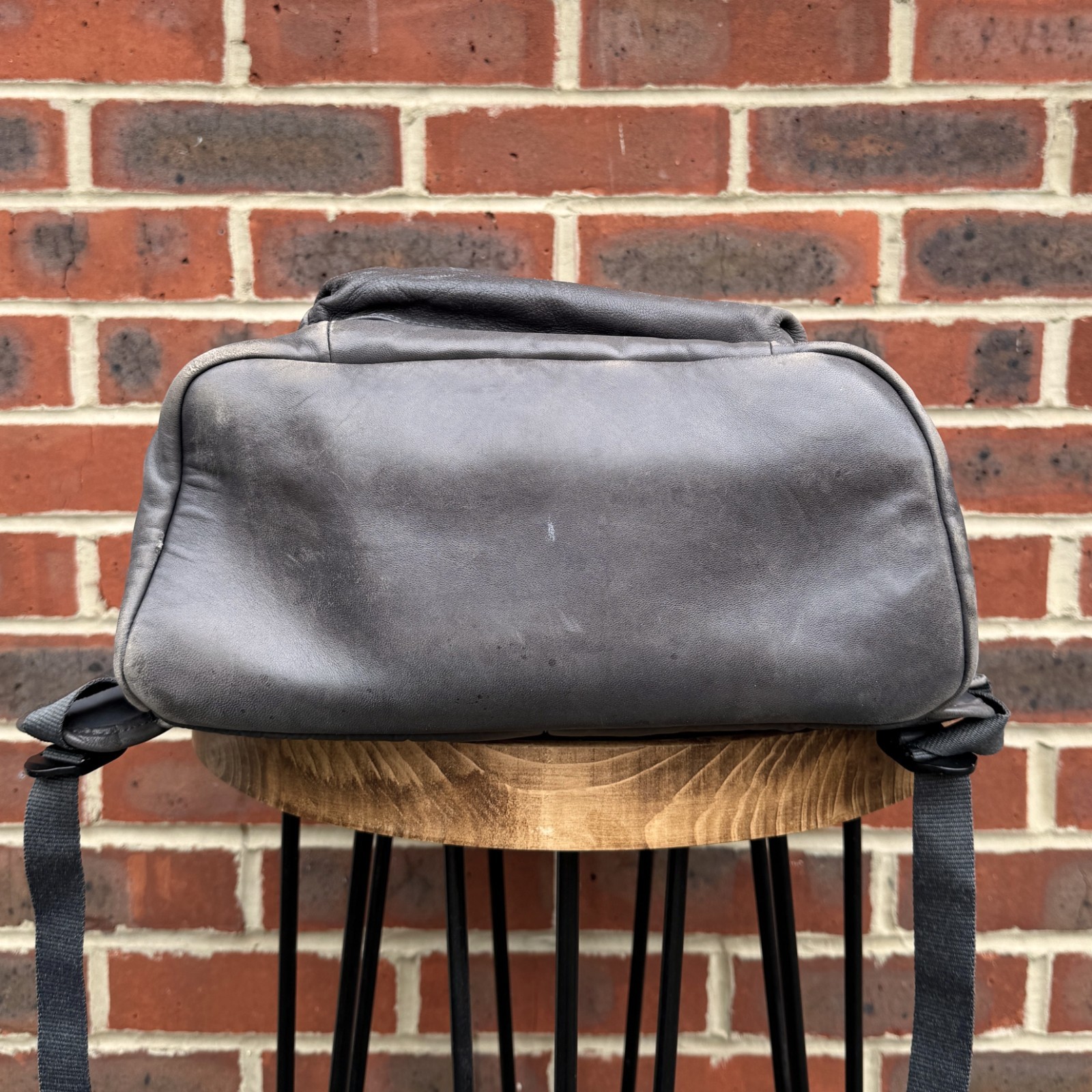 AllSaints ARENA Leather Backpack Bag Grey Brown Mens Ladies Unisex Rucksack