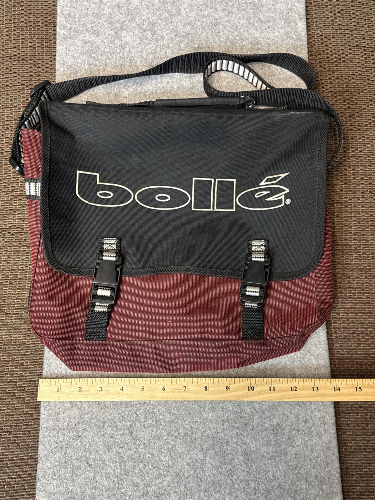 Vintage Bolle Bollé Nylon Messenger Computer Bag – Red Black Made In Taiwan