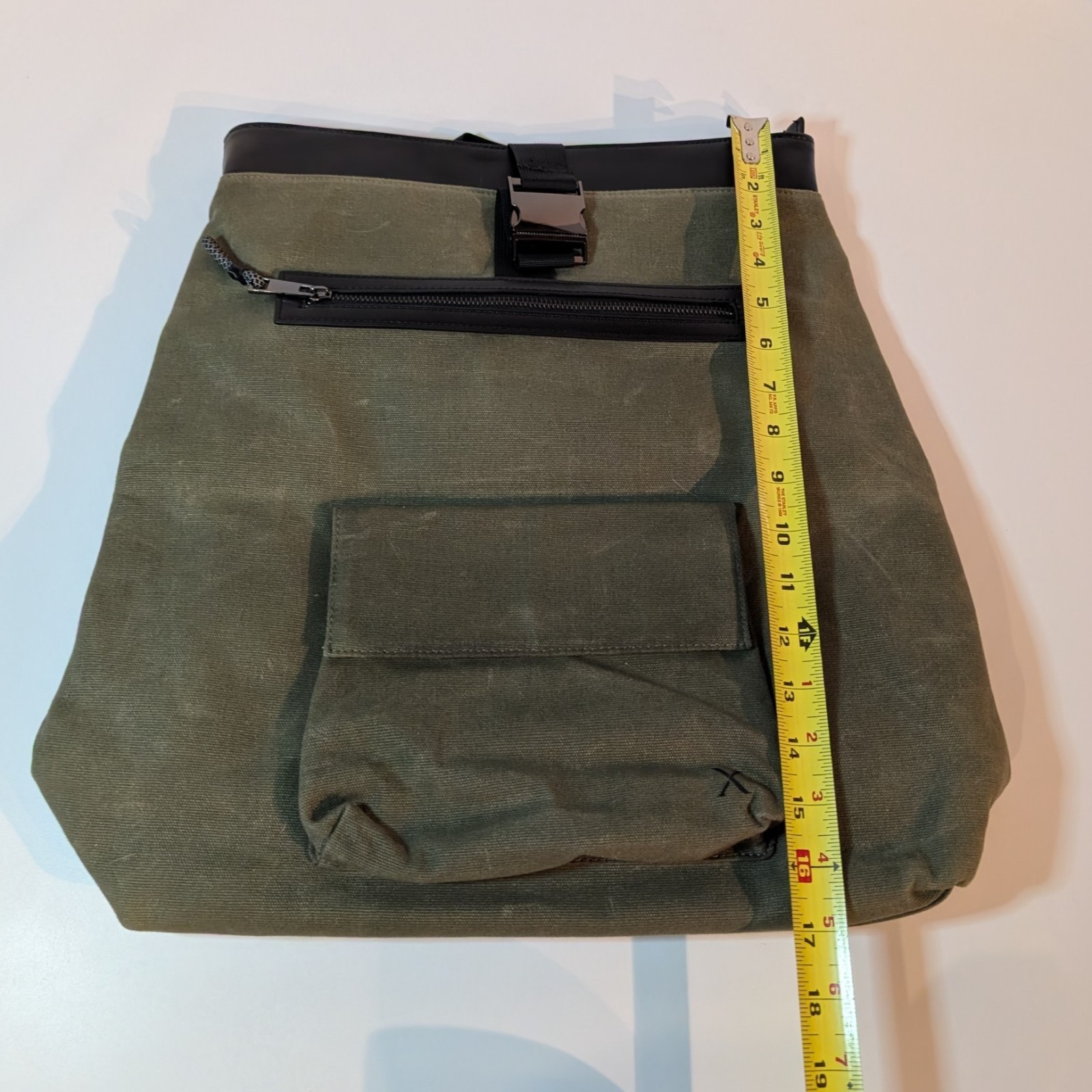 Express Rolltop Backpack Canvas Motorcycle Bicycle Messenger Bag, Green & Black