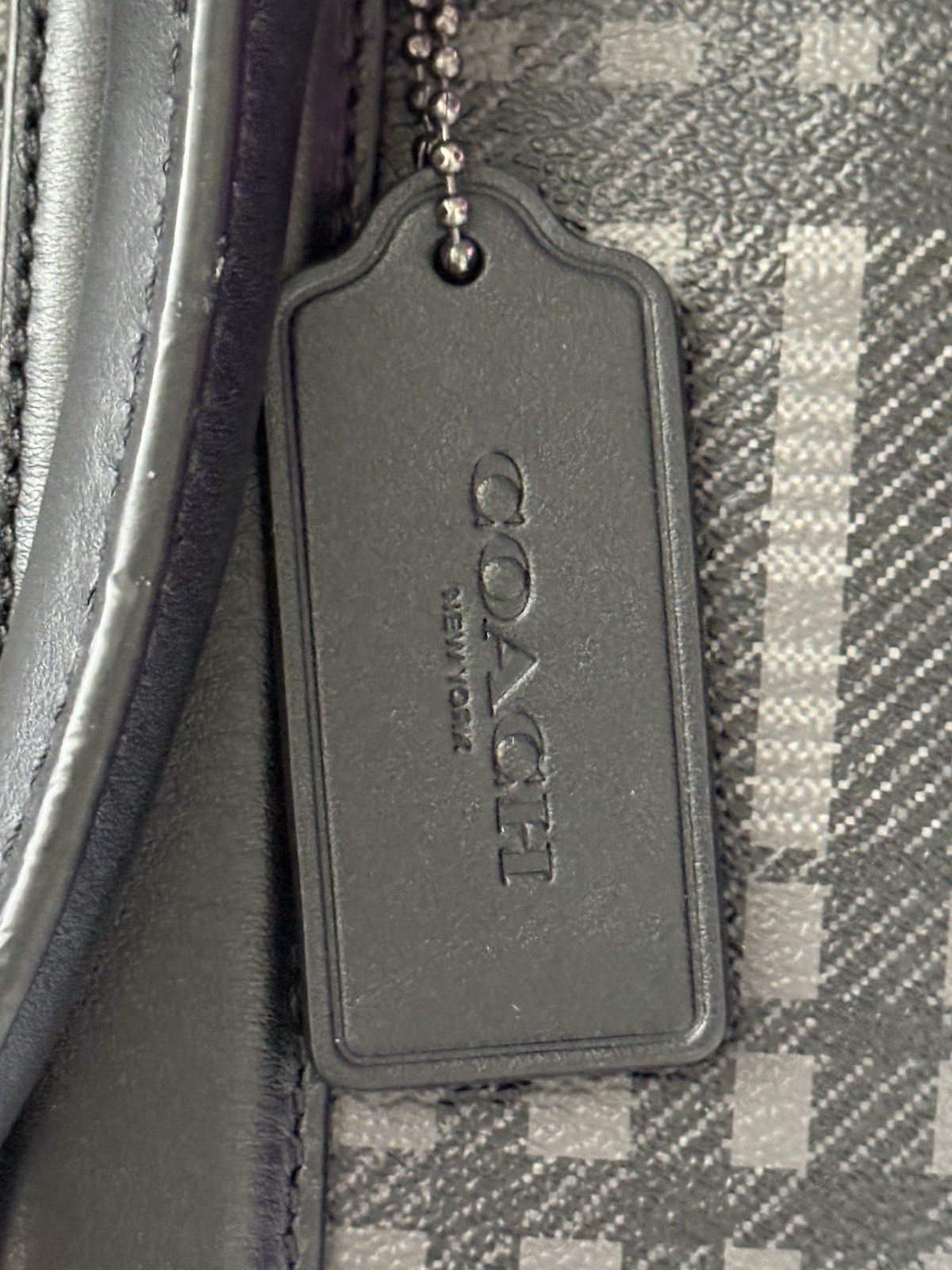 Coach Coated Canvas & Leather Perry Black & Gray Twill Plaid Briefcase