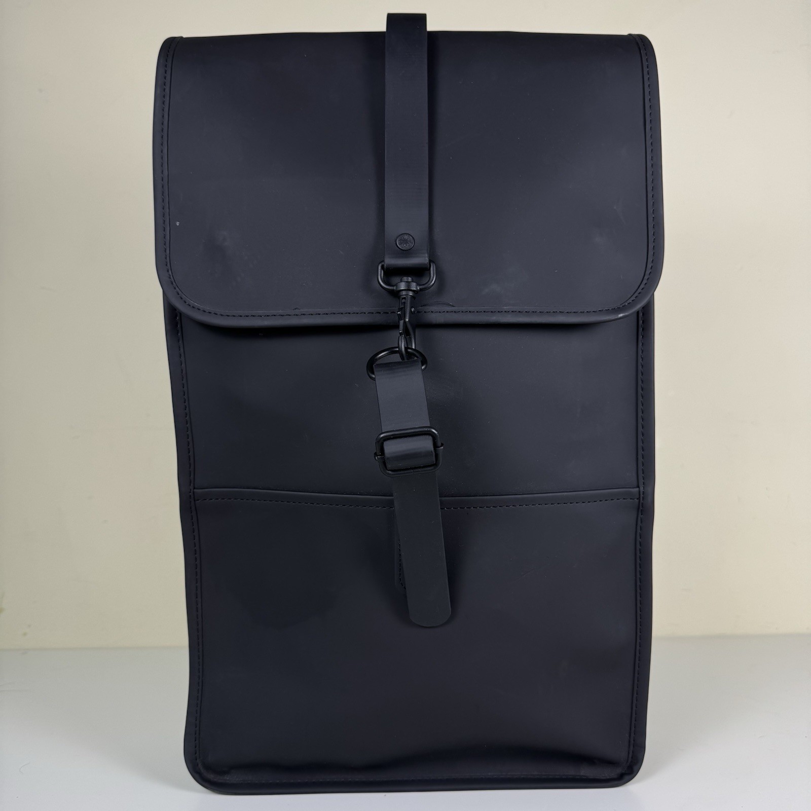 RAINS Waterproof Backpack Black Matte Minimalist Laptop Bag