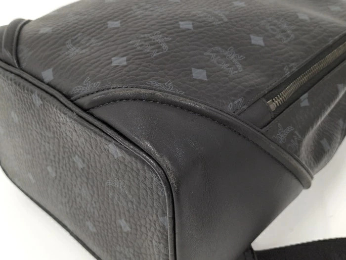 MCM Backpack Visetos With Studs and Black Leather W 26cm × H 33cm × D 13cm