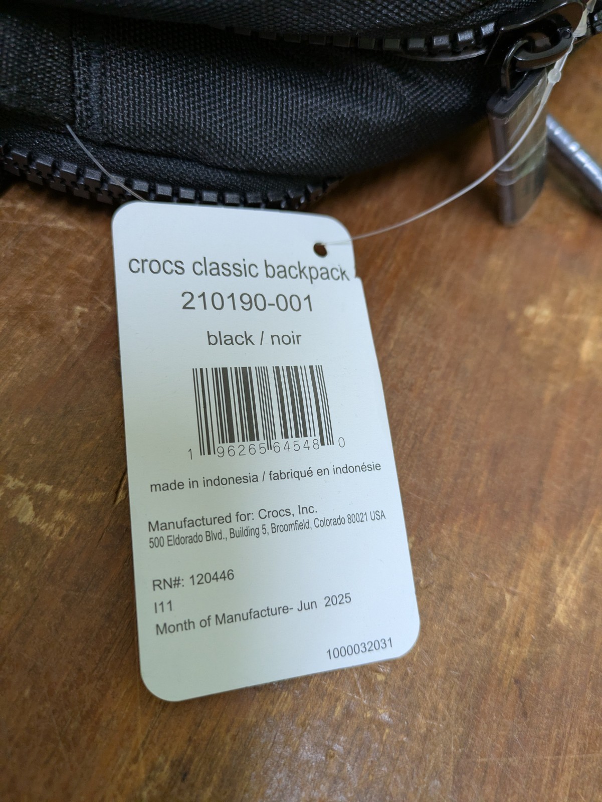 Crocs Classic Backpack Black 210190 New With Tags