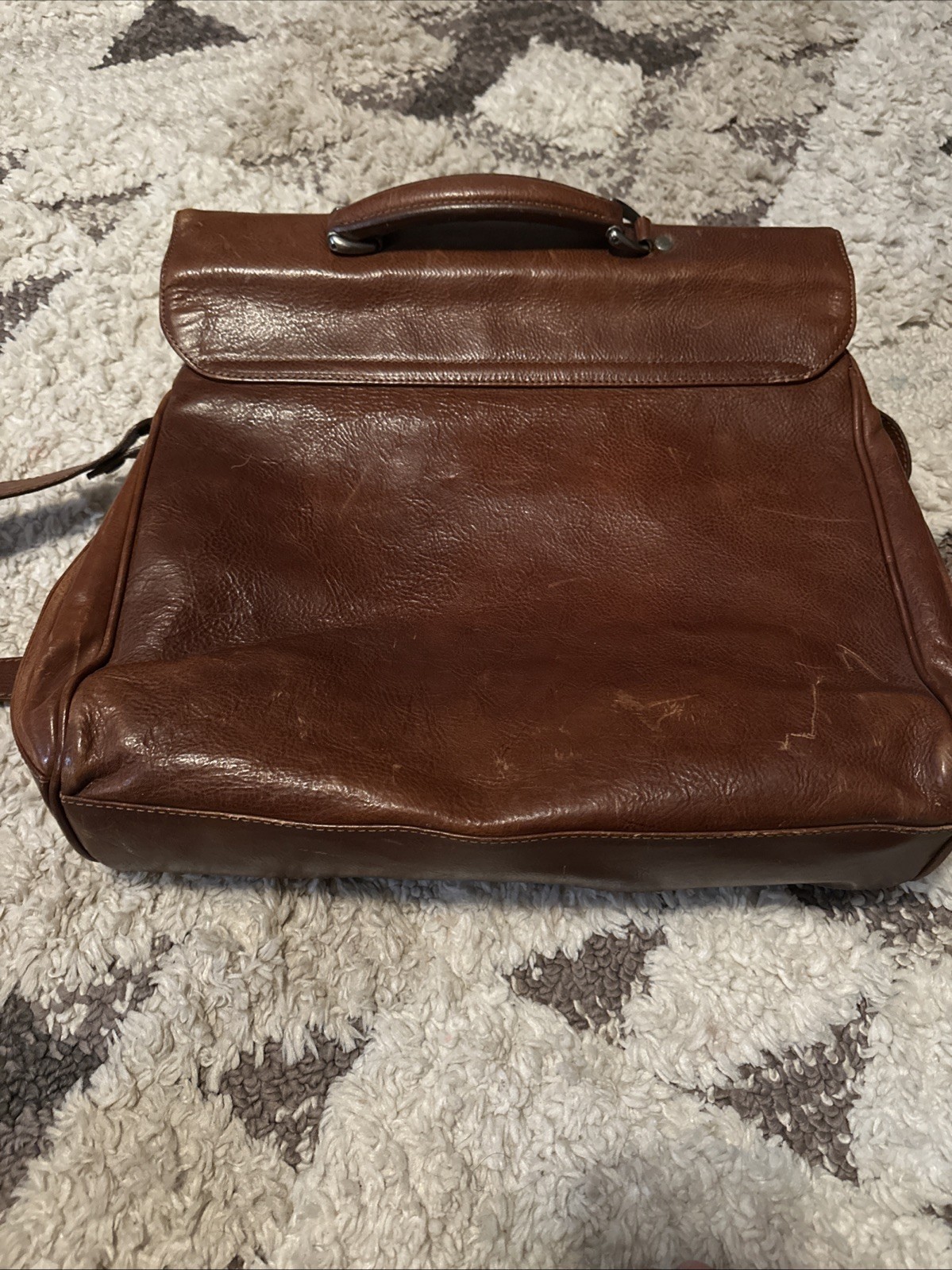 Adpel Leather Briefcase/Messenger Bag w/ Top Handle/Shoulder Strap Vintage