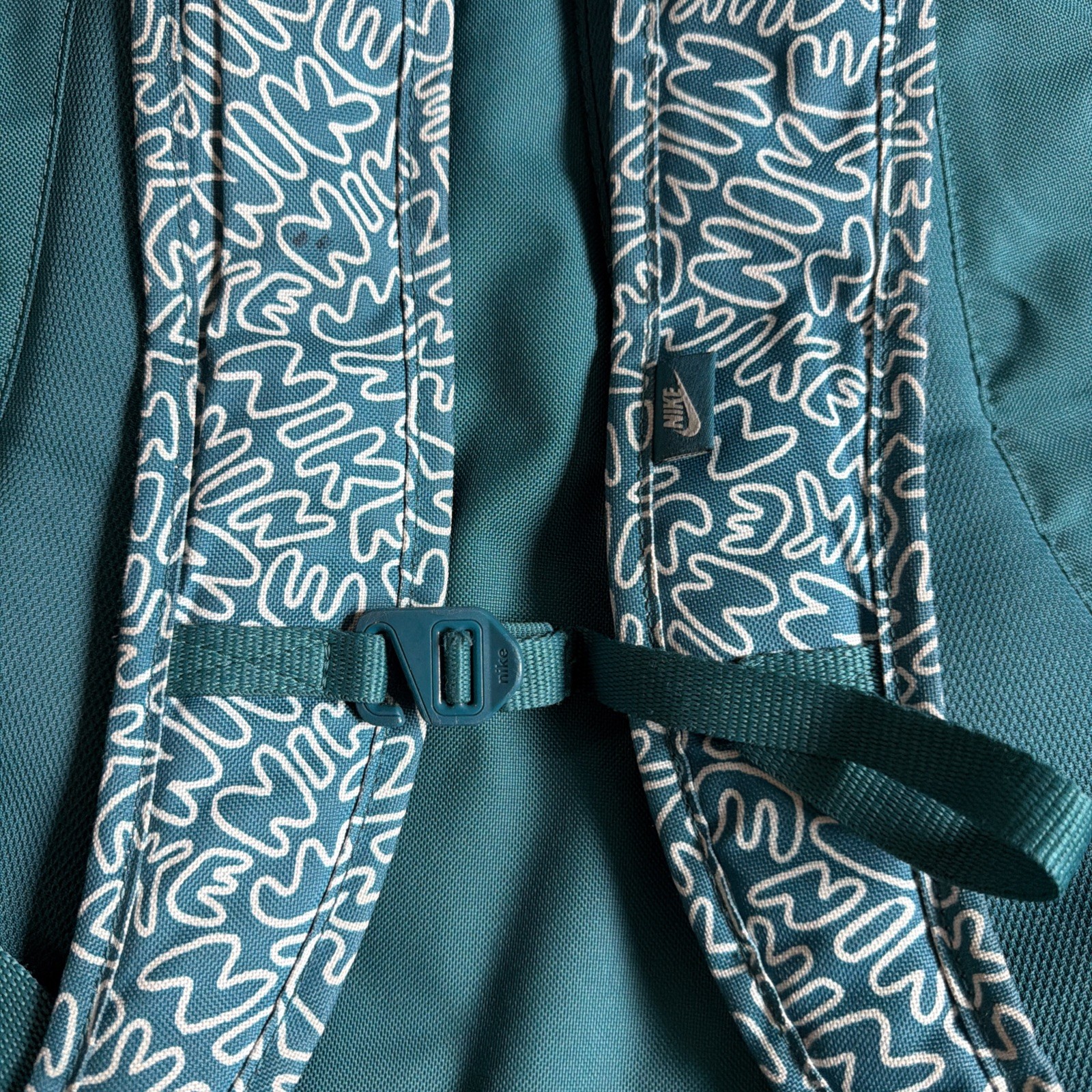 Nike Teal Geometric Print Backpack Adjustable Strap Outer Pockets