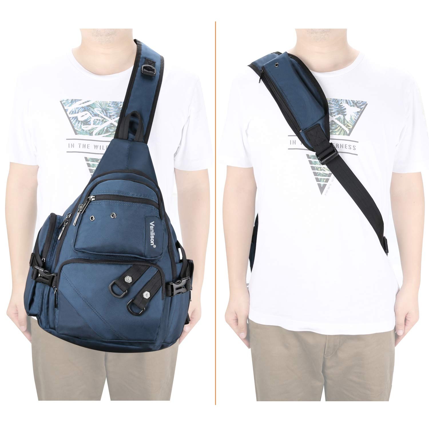 Crossbody Sling Bag Backpack for Men & Large Fits 13″ Laptop Blue