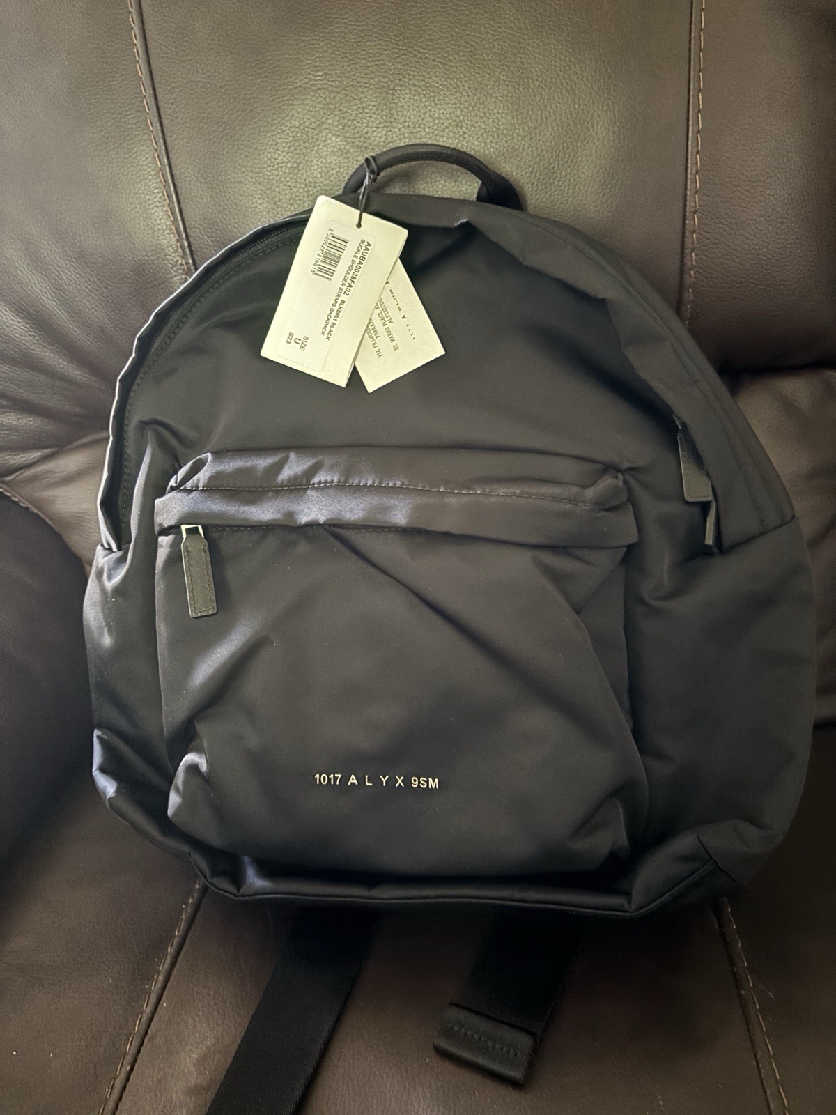 1017 ALYX 9SM Black Backpack Zip Laptop Compartment Padded Back Outer Pockets