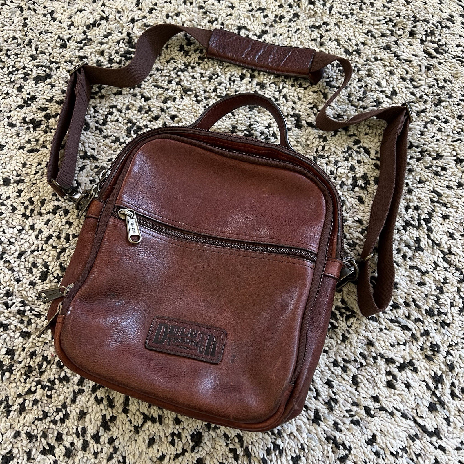 Duluth Trading Co Lifetime Brown Leather Classic Satchel Crossbody Bag Unisex