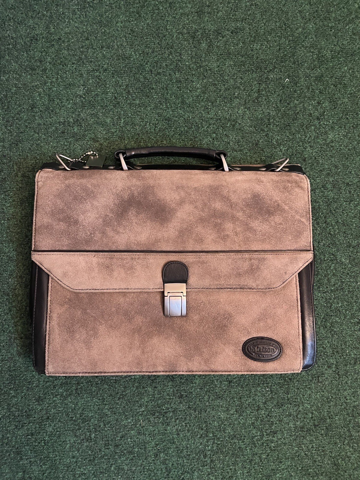 Stetson Suede Gray/Brown Laptop Case Bag Leather