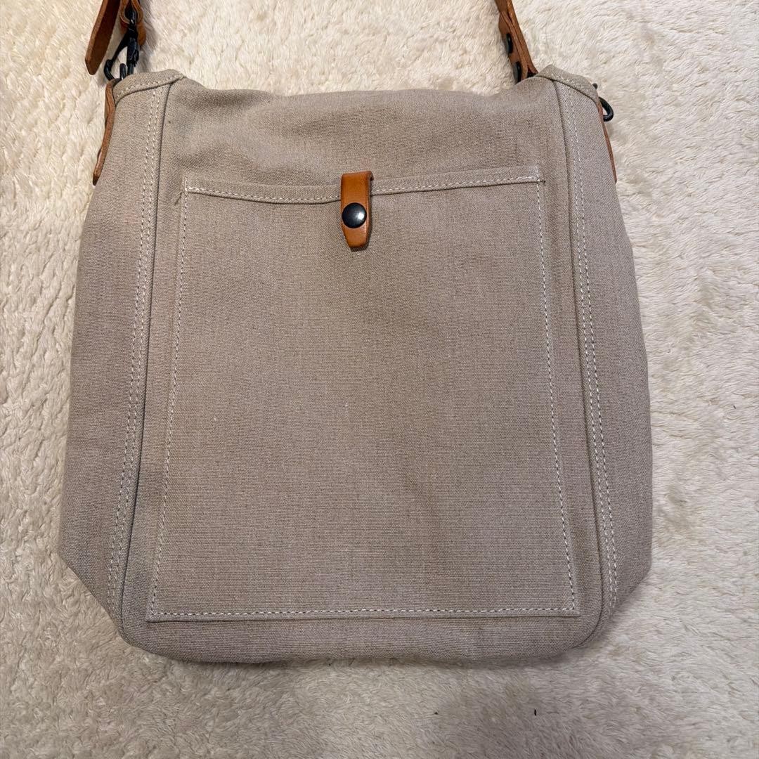 Porter Irish Linen Shoulder Bag Leather Detail Used Japan
