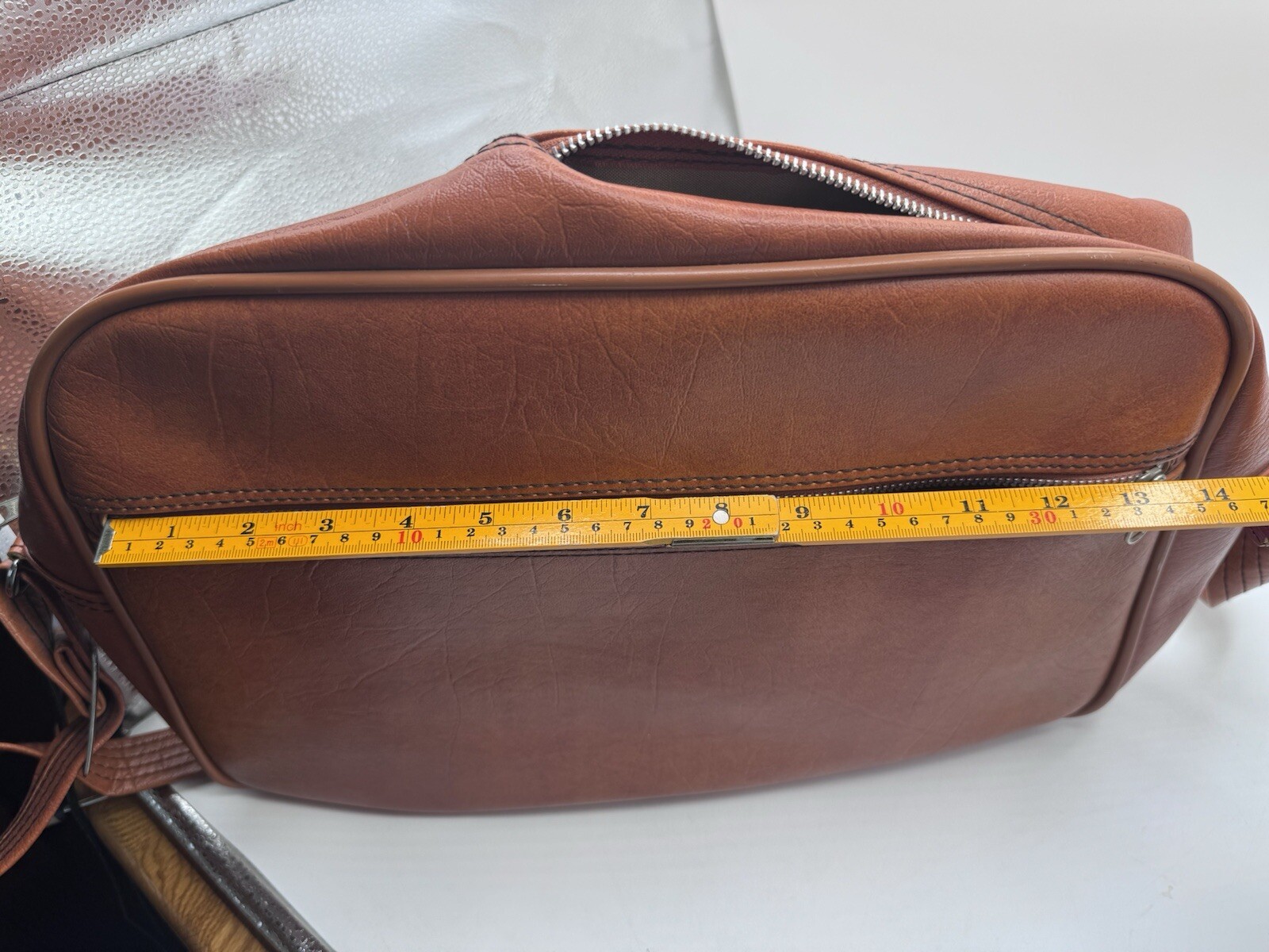 Vintage Sears Leather Bag Briefcase Carry-On Travel Hobo 18″x 11″x 6.5″