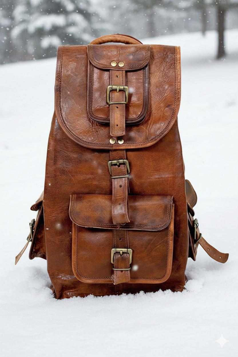 Leather Bag Backpack Laptop Men’s Rucksack Travel Vintage Brown New