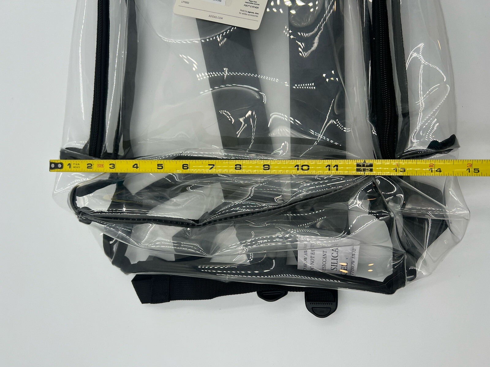 Adidas Clear Backpack Clear/Black Unisex Training Bookbag NWT