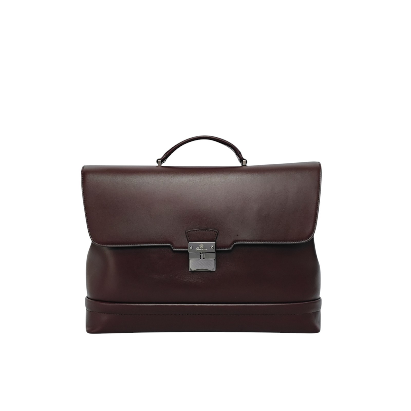 1240$ PINEIDER FIRENZE “Metro Smooth” Calf Briefcase Work Doctor Bag Burgundy