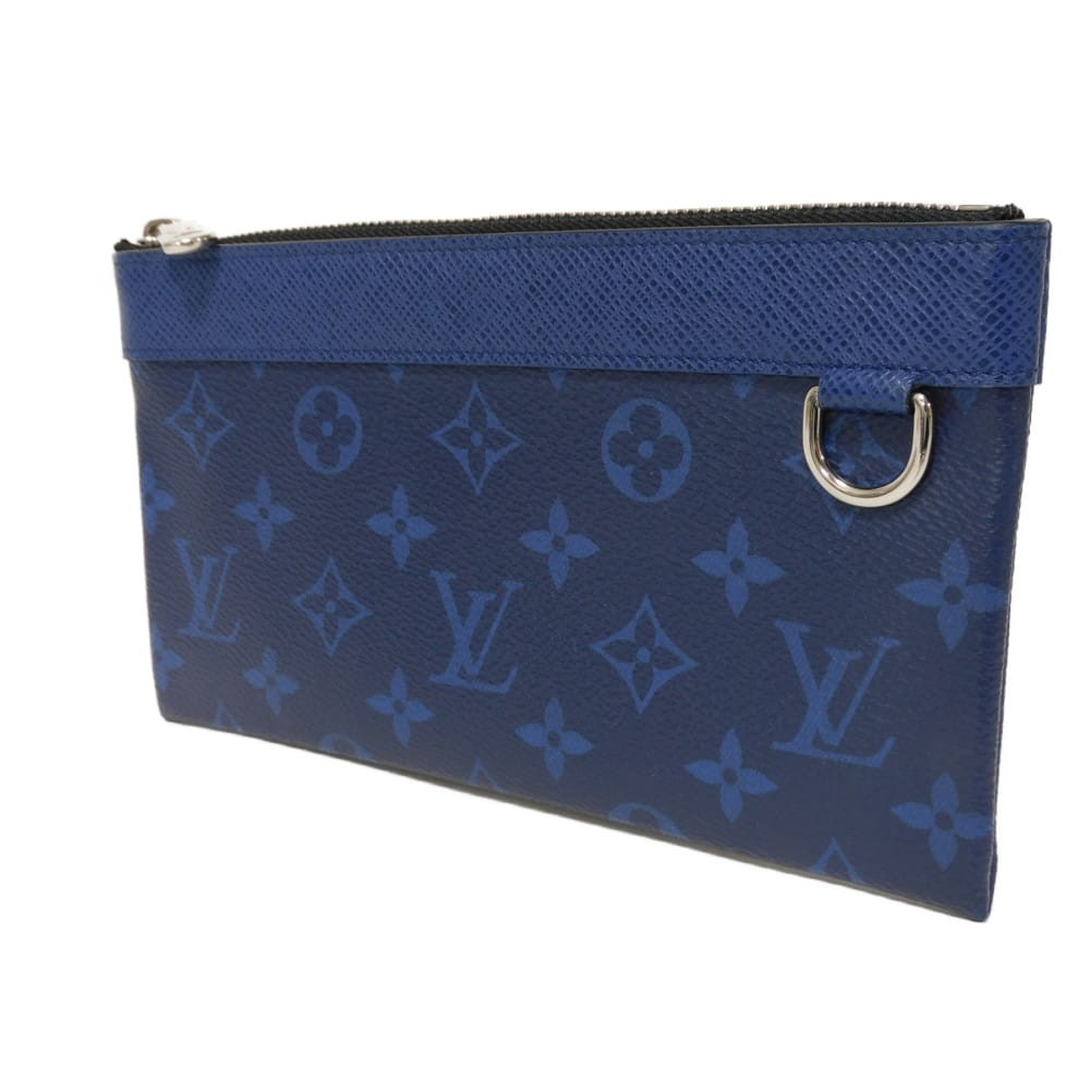 LOUIS VUITTON Pochette Discovery PM M30278 Pouch LV Logo Flower Blue D-Rin…
