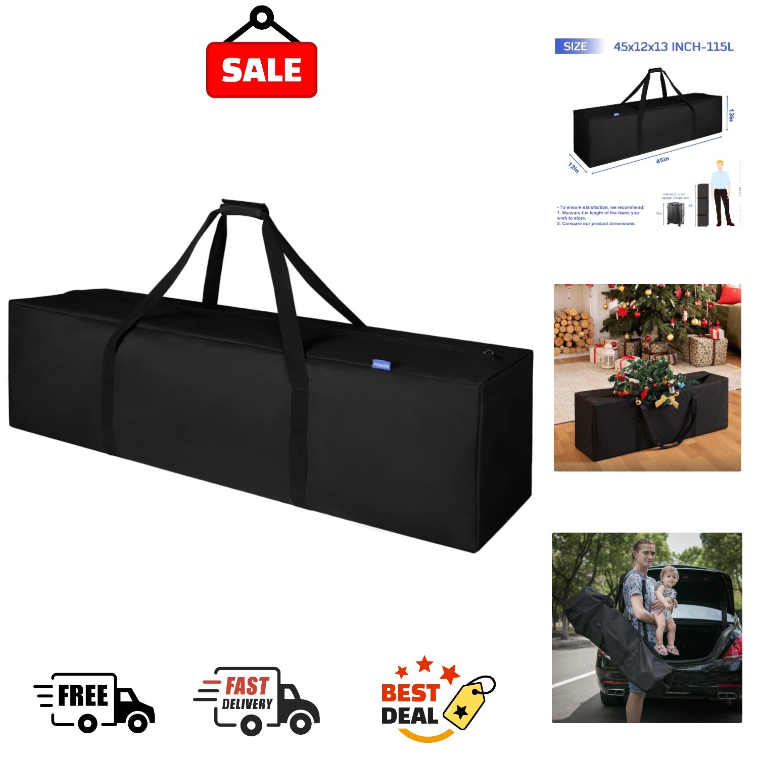 INFANZIA Duffel Travel Sports Equipment Bag Long Luggage Bag with Upgrade Zip…