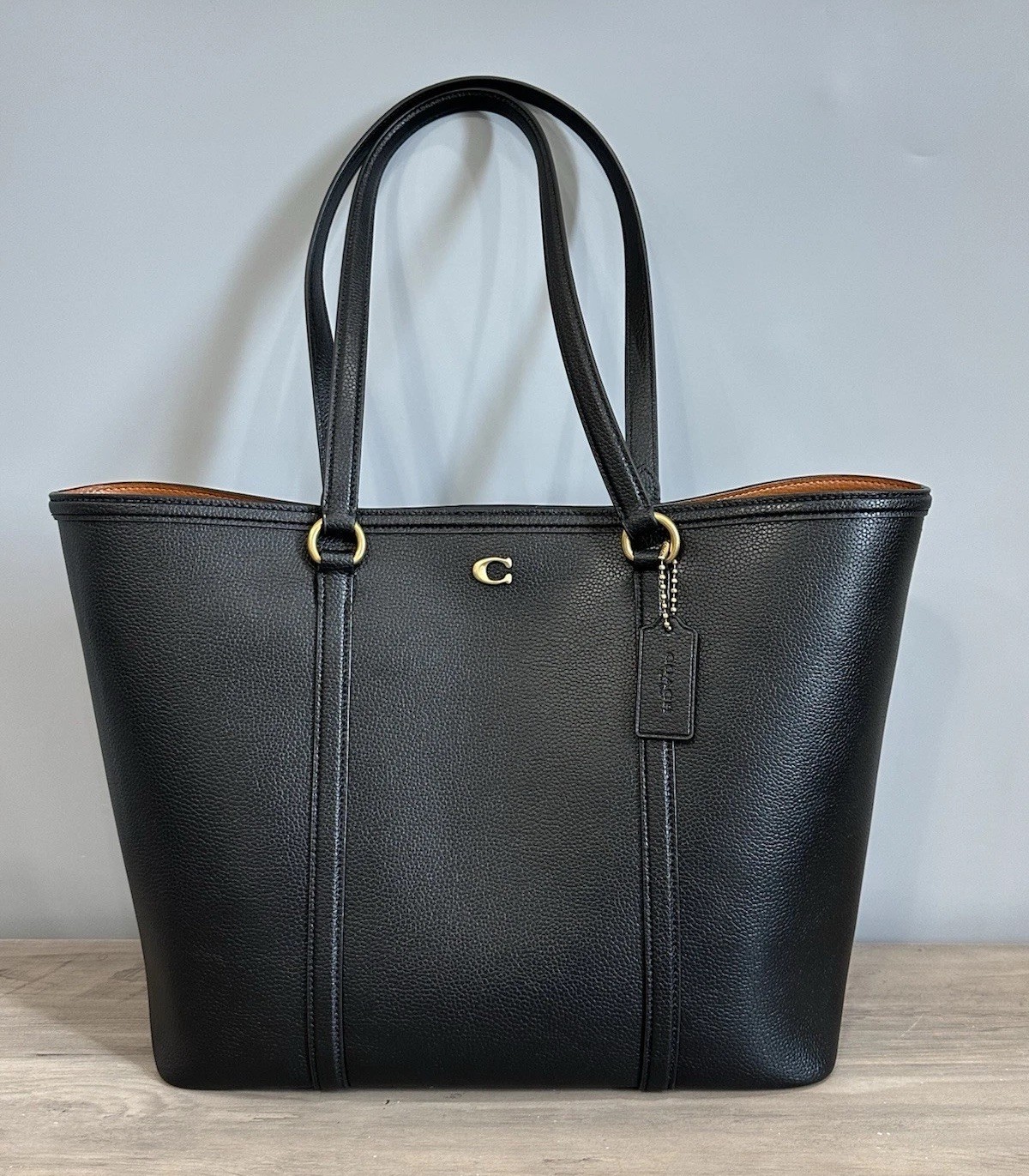 NWT Coach Legacy Pebbled Leather Shoulder Tote Bag Black Brass CU056