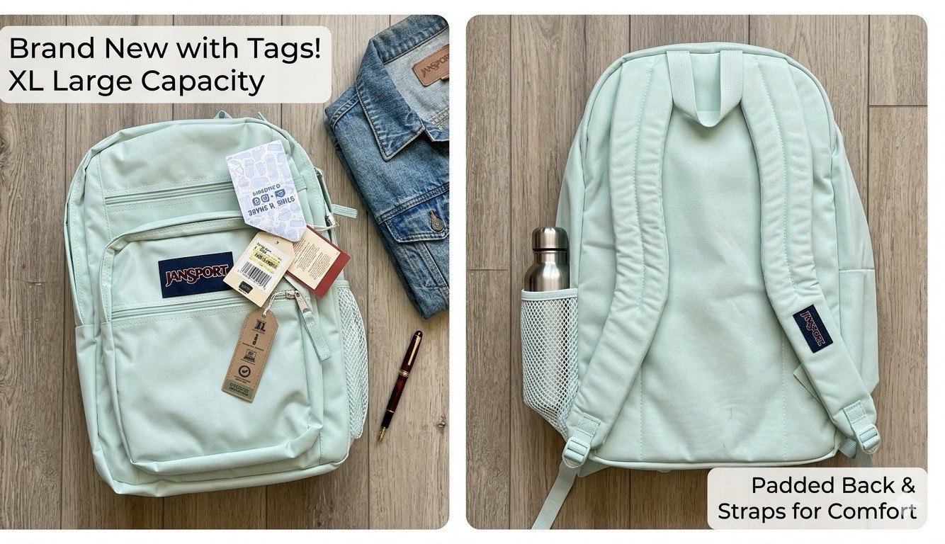 JanSport Light Blue Extra Large Backpack Zip Closure Padded Adjustable Straps