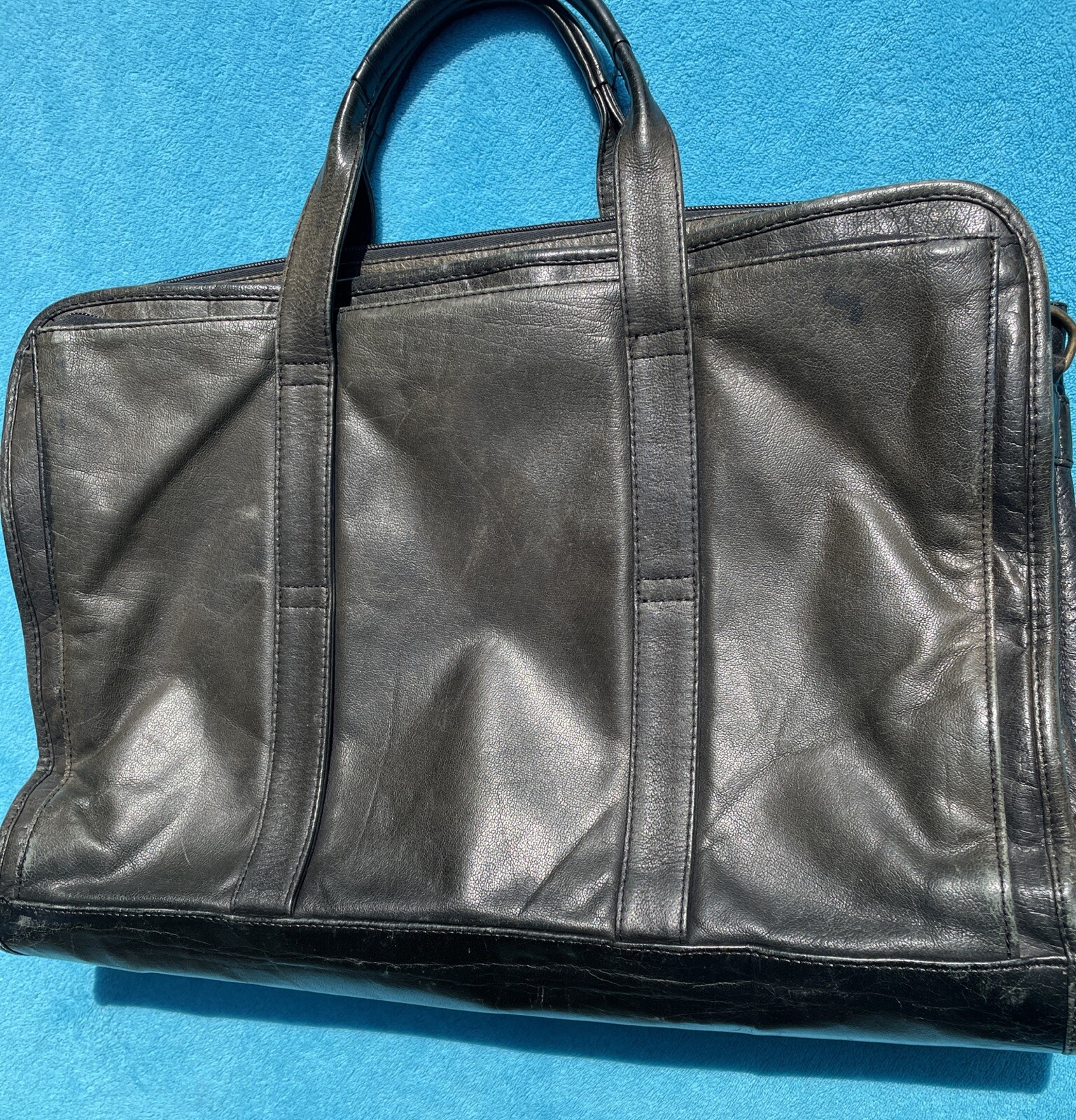 Vintage Leather Briefcase Portfolio Heritage Industries India Sun Faded Patina