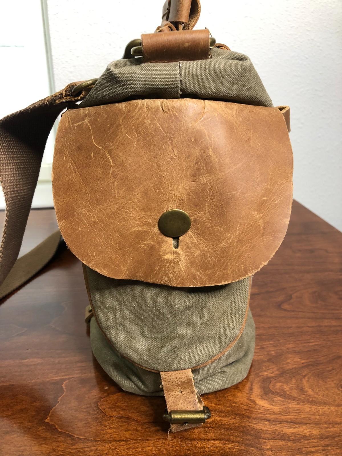 Vintage Canvas & Leather Duffel Bag – Heavy Duty Travel Weekender Tote Unbranded