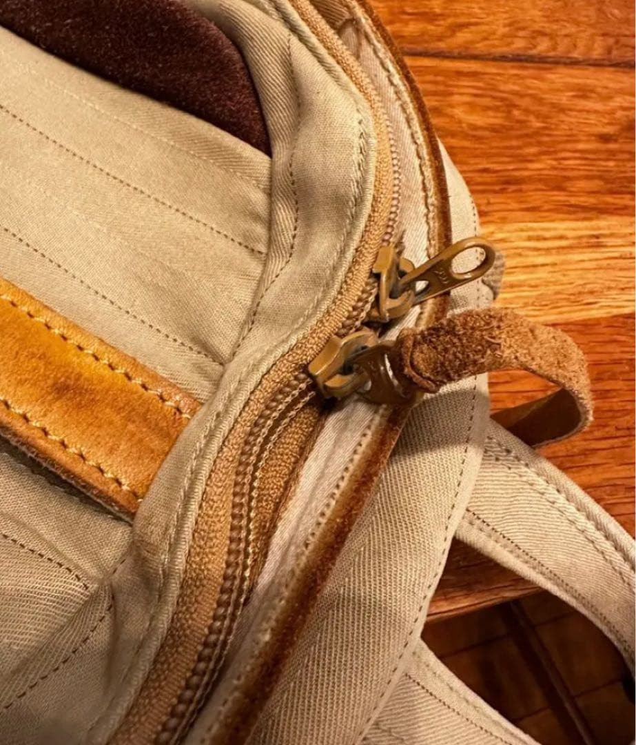 Master-piece Japan Backpack Beige Cotton Sueded Leather Used