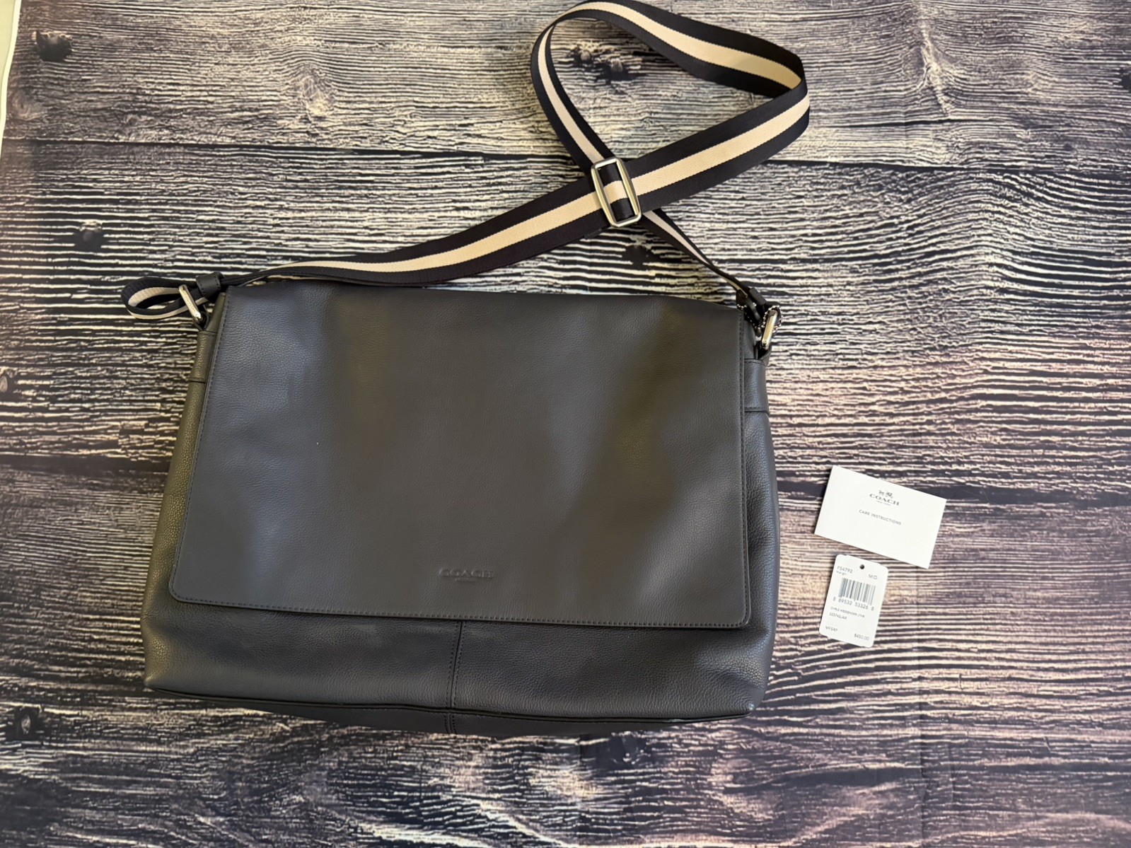 Authentic COACH Coach F54792 Charles Midnight Leather Messenger Bag