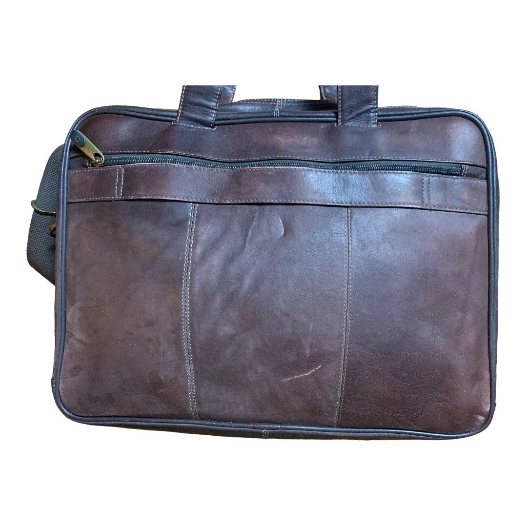 Classic Samsonite Genuine Leather Laptop Shoulder Strap Briefcase Brown