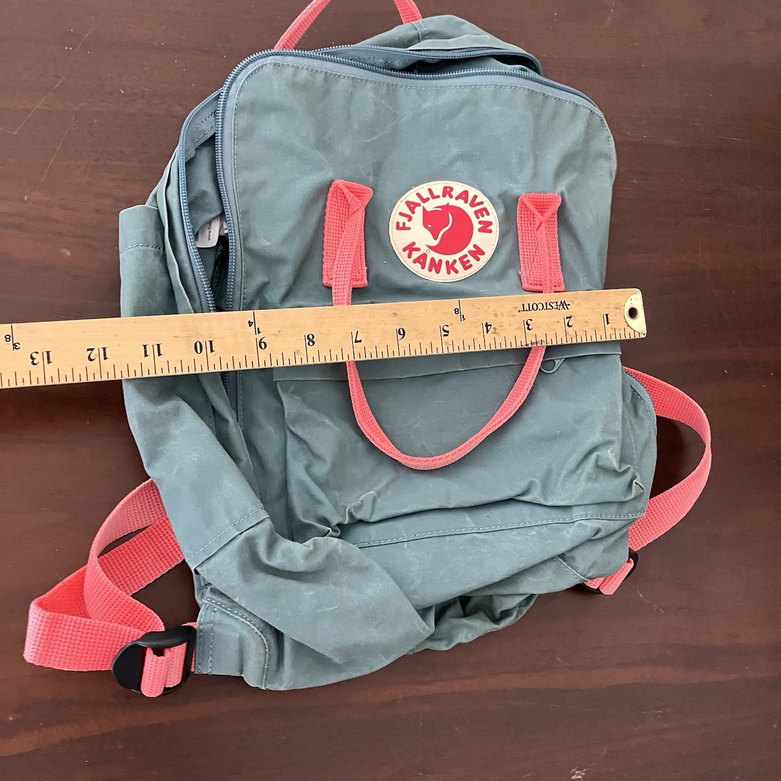 Fjallraven Kanken Mini Backpack Teal With Red Straps