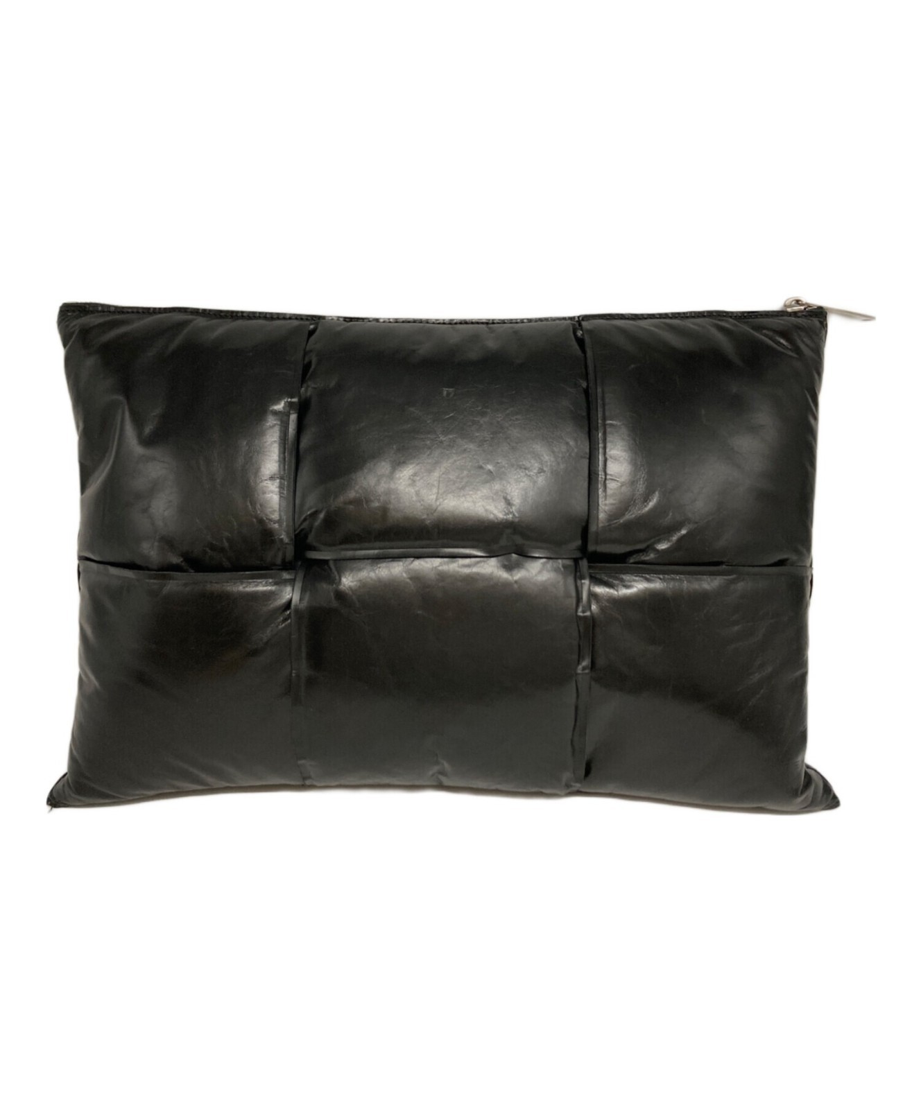 Auth Bottega Veneta Clutch Bag Leather Maxi Intrecciato Black Made in italy