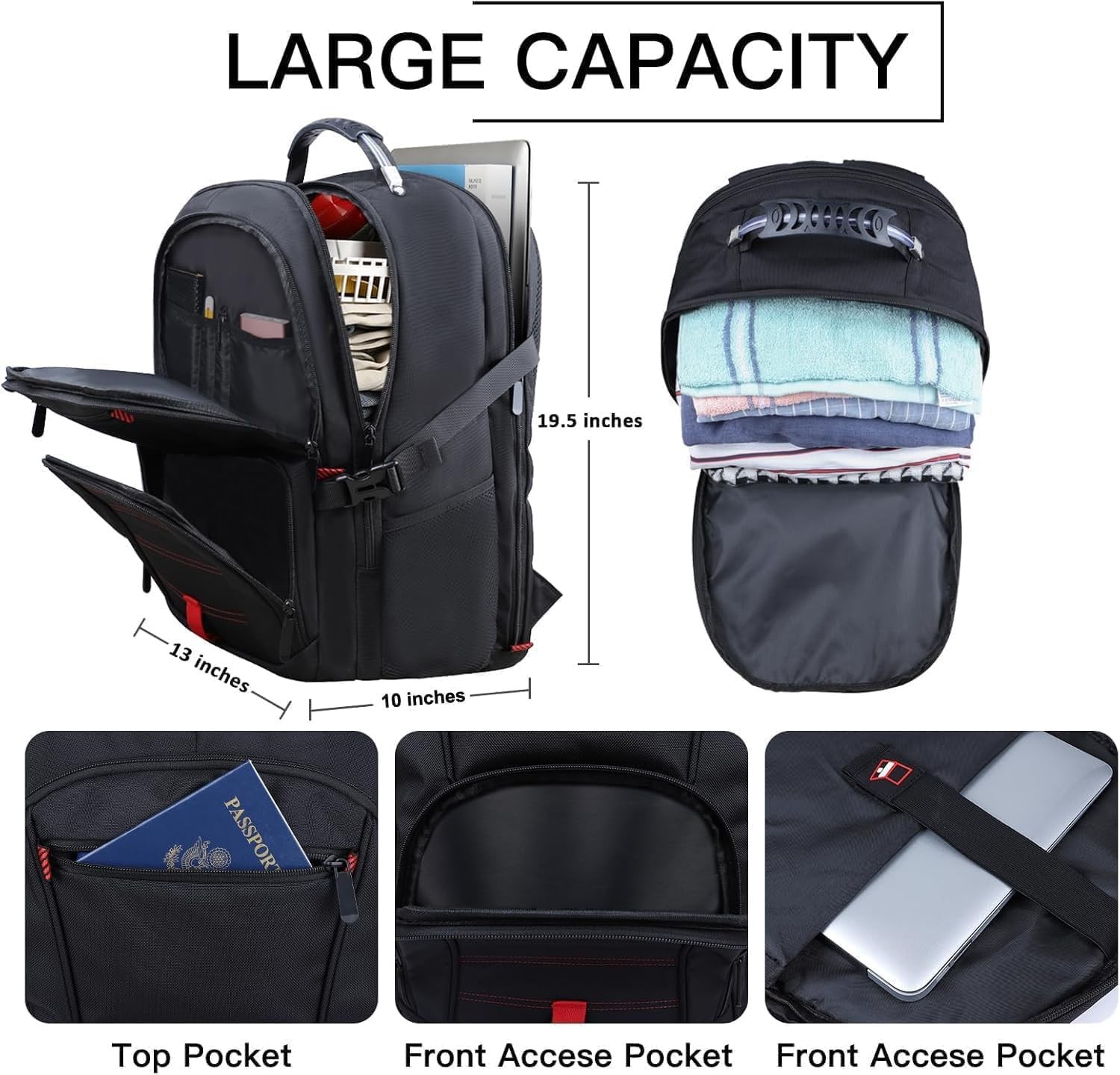 Extra Large 17.3 Inch Laptop Backpack, Anti Theft Water Resistant, Black