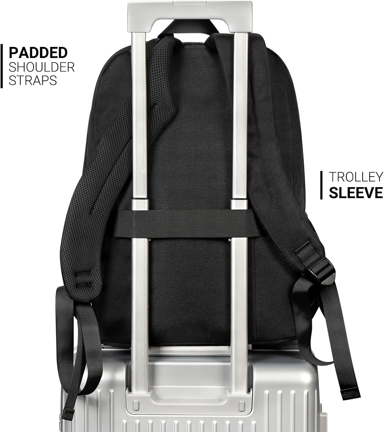 26L Black Backpack for School, College, and Travel: Water Resistant Bookbag with